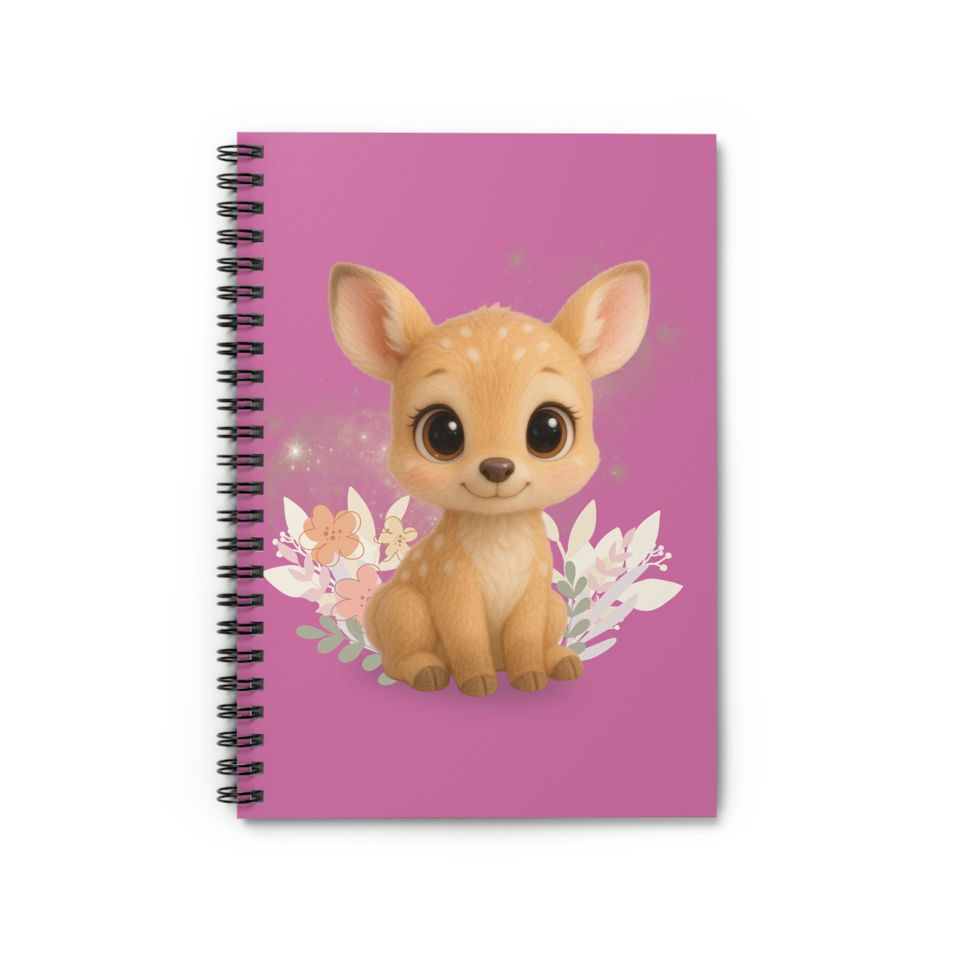 Spiral-Notizbuch mit Reh | Pinkes Notizheft 6x8" | Geschenk für Schule u. Geburtstag | Liniert | Süßes Design für Kinder u. Erwachsene