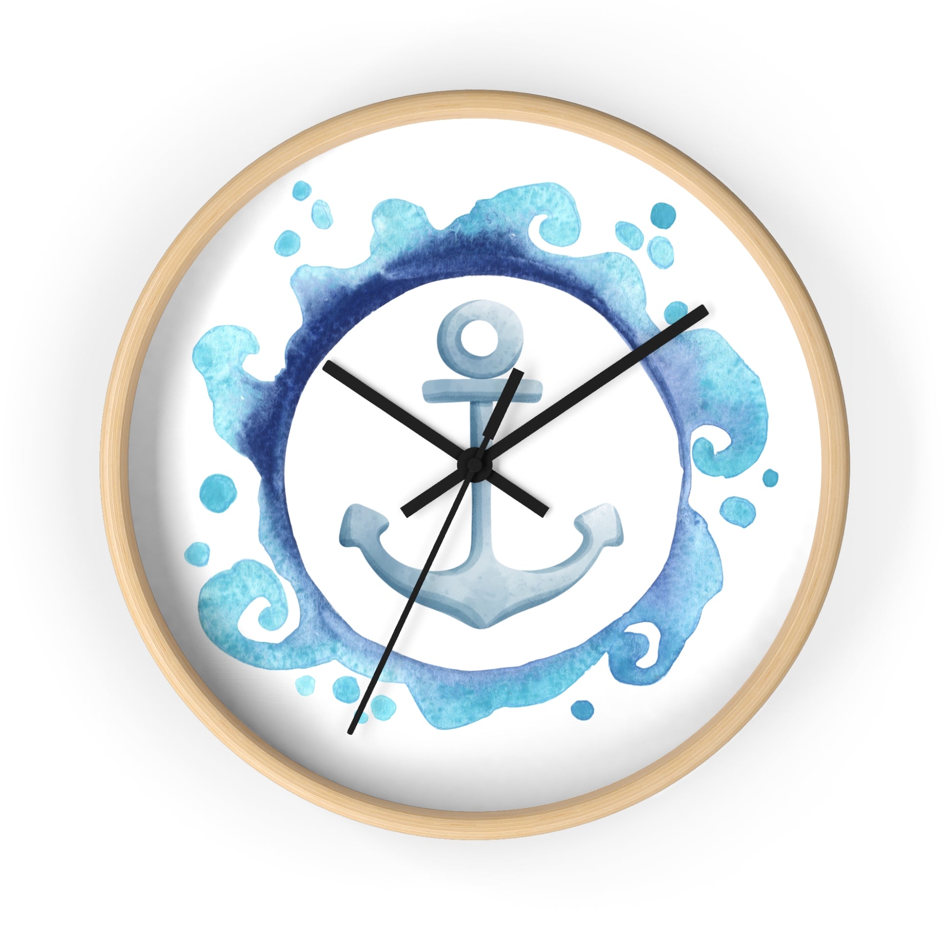 Maritime Wanduhr 25 cm | Holzrahmen in Natur, Weiß oder Schwarz | Deko-Uhr im Strand-Stil | Geschenkidee Wohnzimmer Büro Küche
