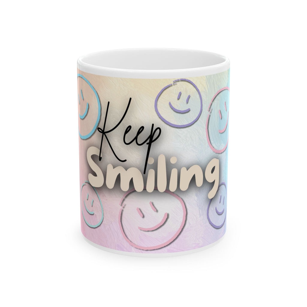 Smiley Keramiktasse 11oz / 15oz | Gute-Laune Tasse mit Gesicht | Geschenkidee für Freund*innen u. Familie Spülmaschinenfest