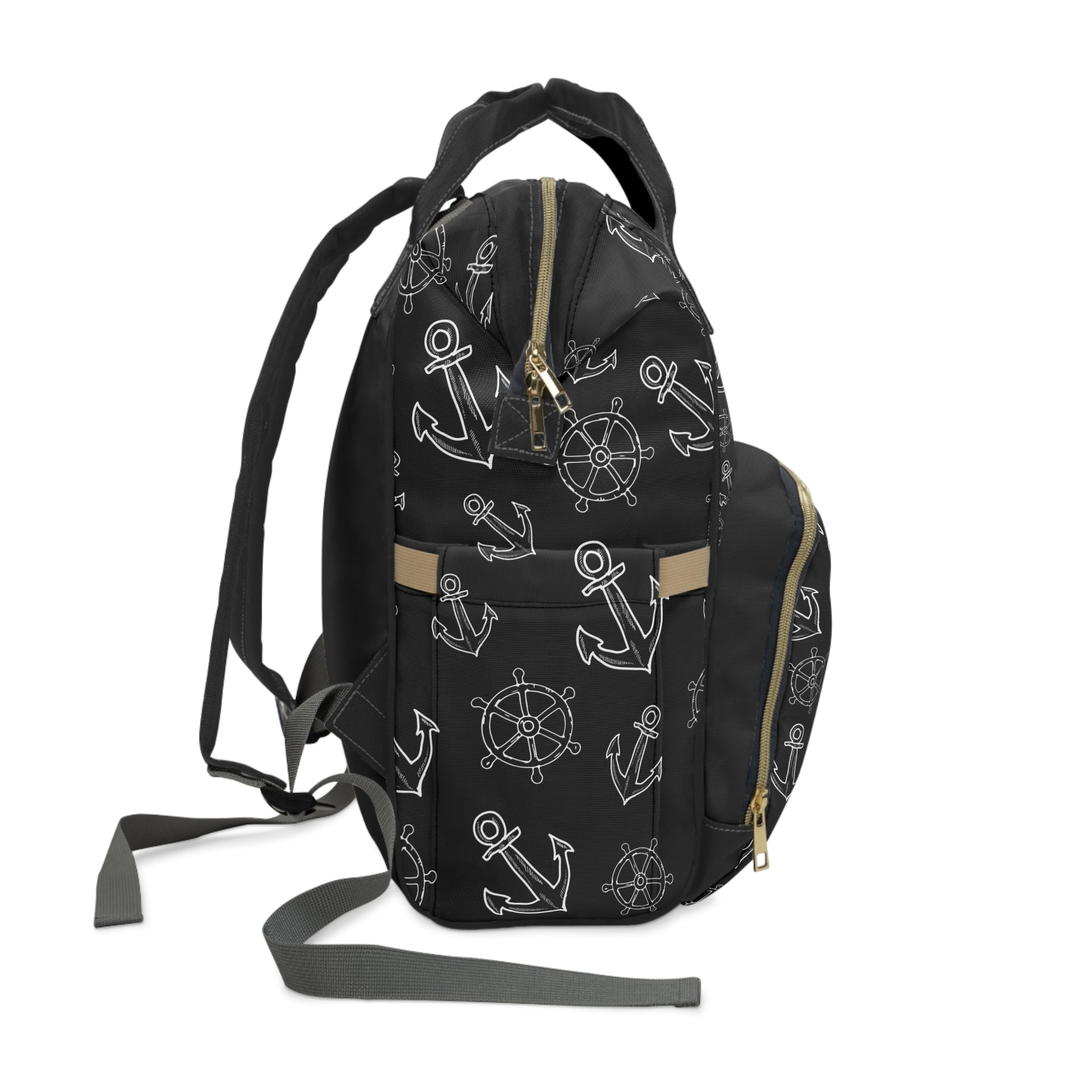 Nautischer Familienrucksack Elternrucksack mit Anker-Muster | Stylisch & durchdacht für unterwegs