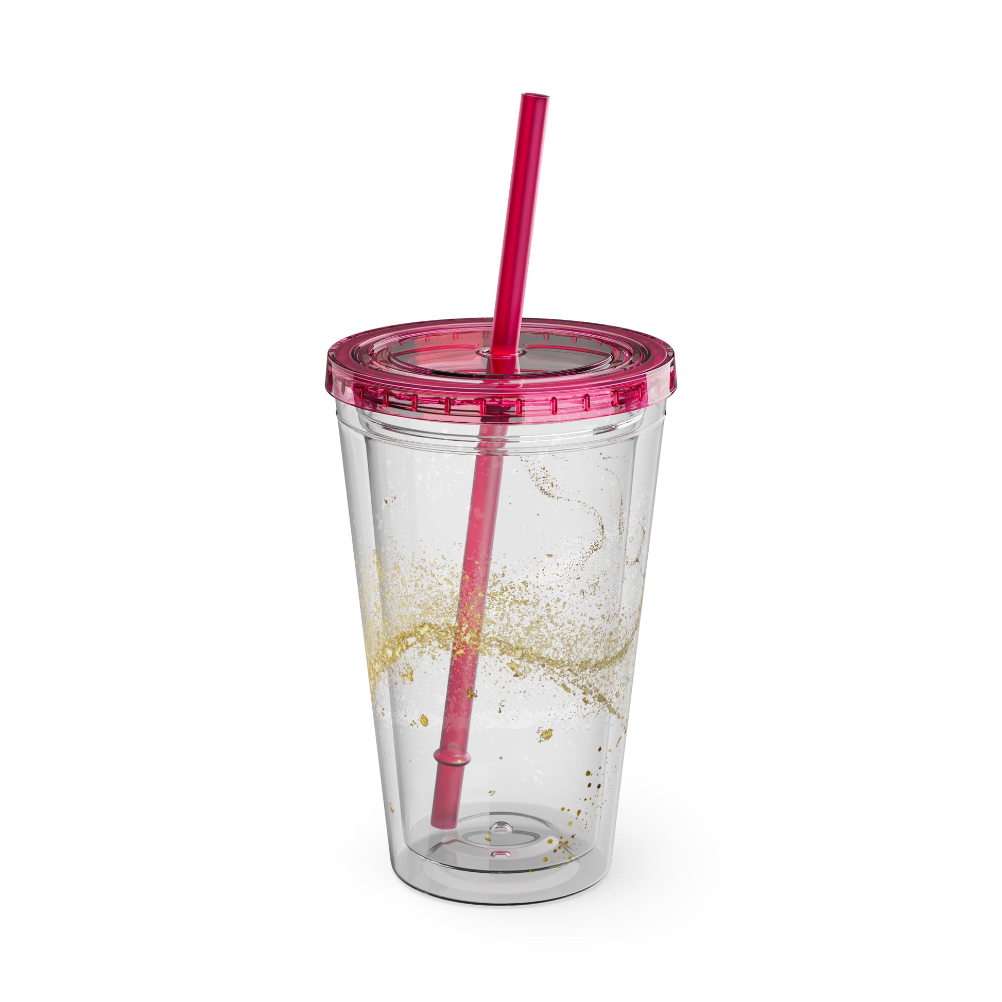 Bunter 16oz Trinkbecher mit Strohhalm  doppelwandig und farbenfroh | Geschenkidee | 11 Farben zur Auswahl
