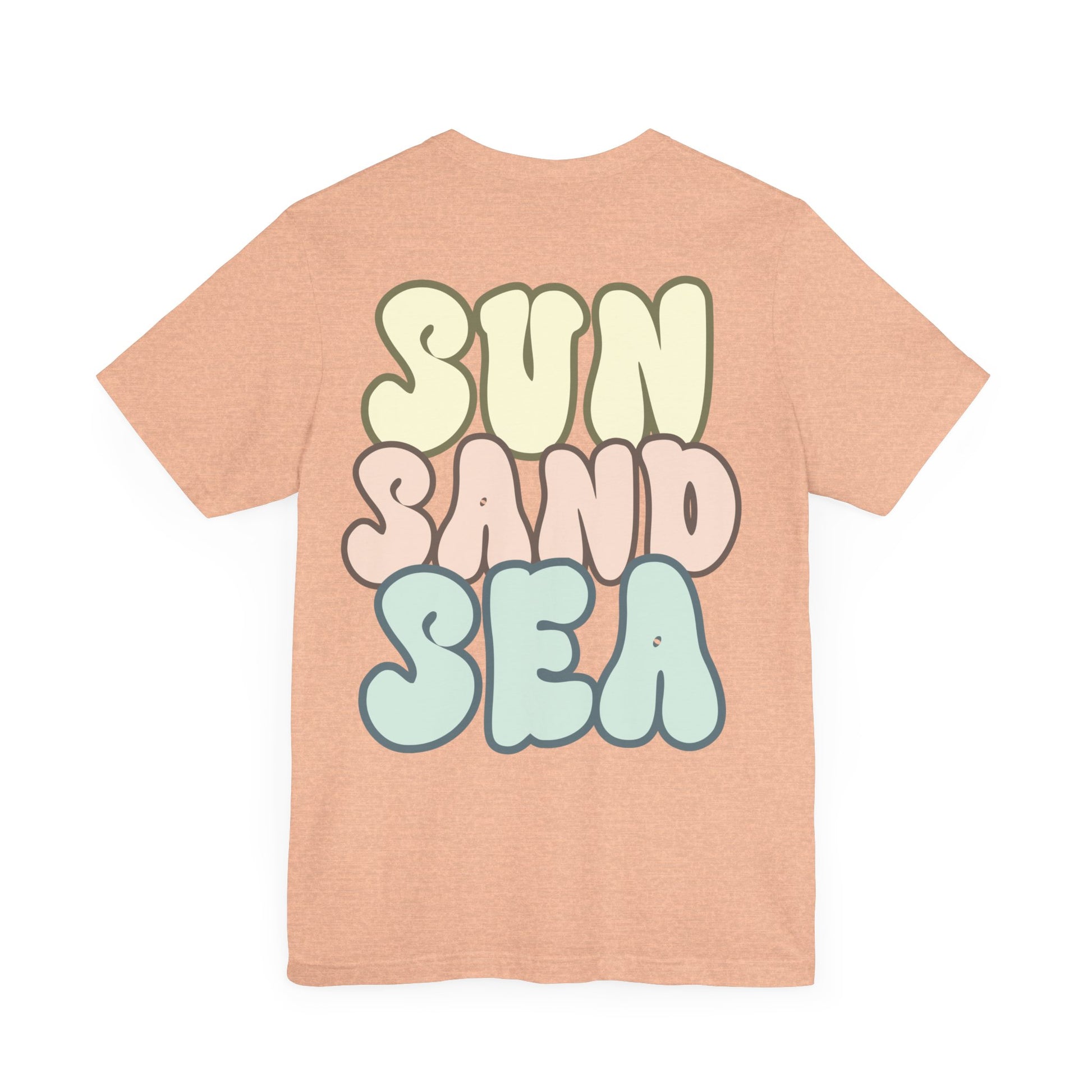 Unisex Sommer T-Shirt mit Sun Sand Sea Print  Jersey Kurzarmshirt aus Bio-Baumwolle – Strandmode für Damen & Herren