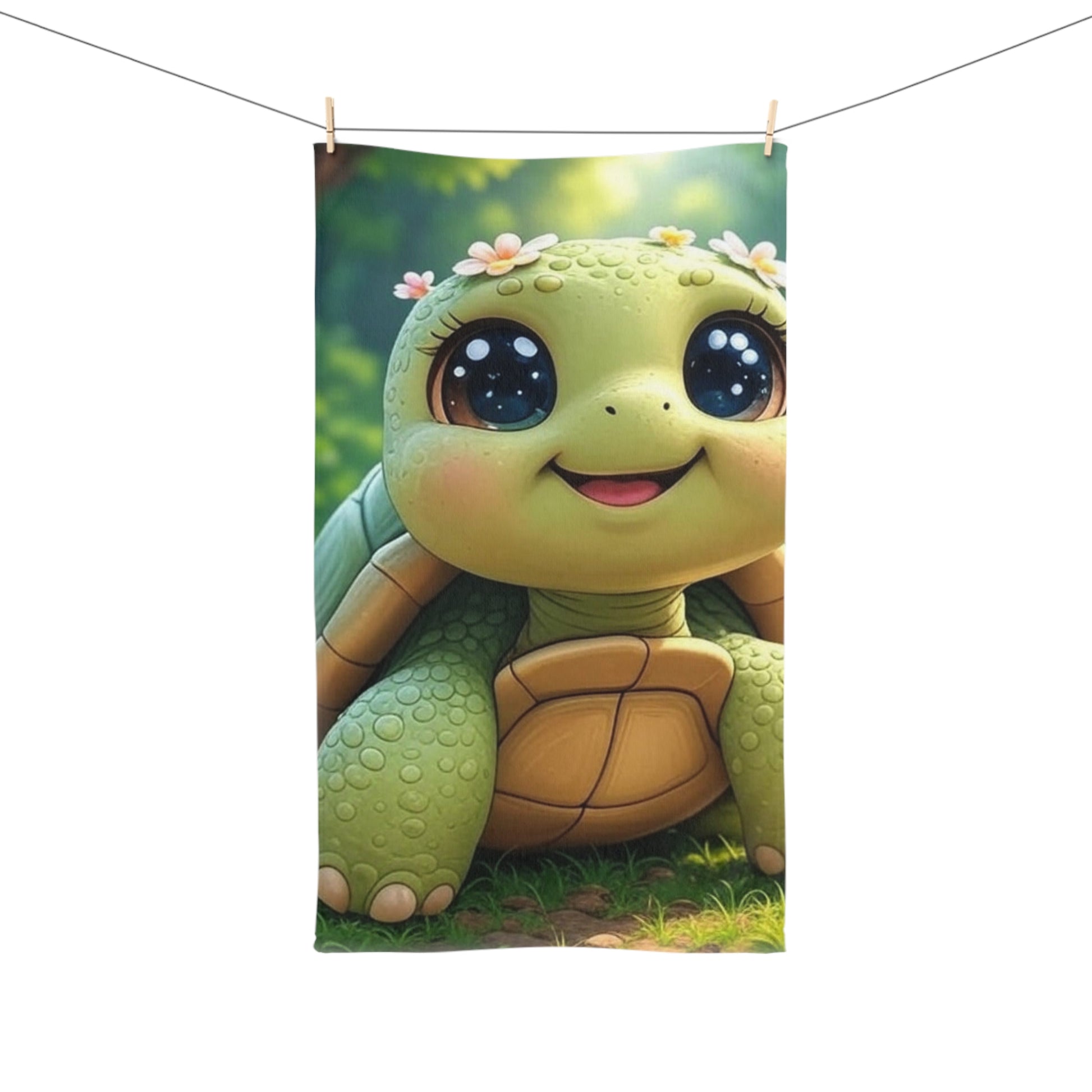 Handtuch mit süßem Schildkrötenmotiv | Weiches Gästehandtuch für Küche und Bad | Geschenkidee für Tierfreunde & Kinder | 40×70 cm