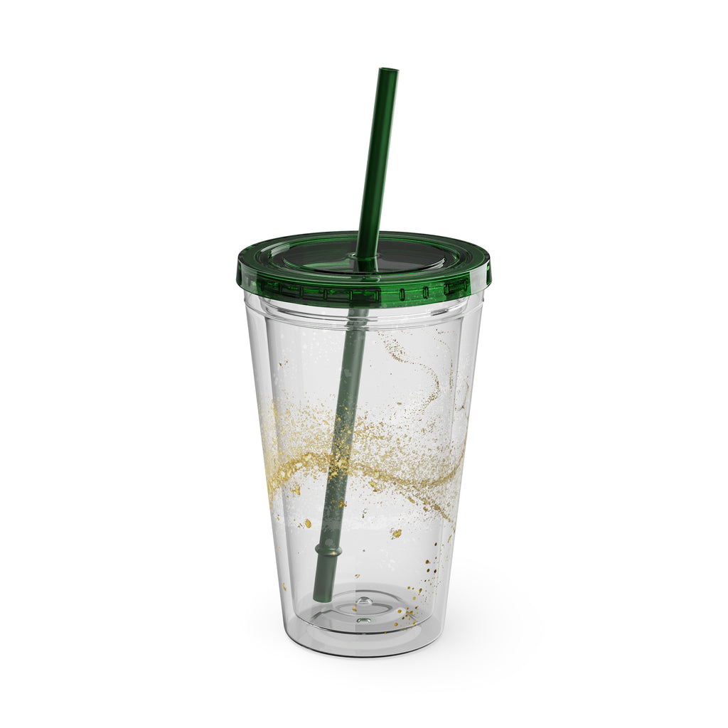 Bunter 16oz Trinkbecher mit Strohhalm  doppelwandig und farbenfroh | Geschenkidee | 11 Farben zur Auswahl