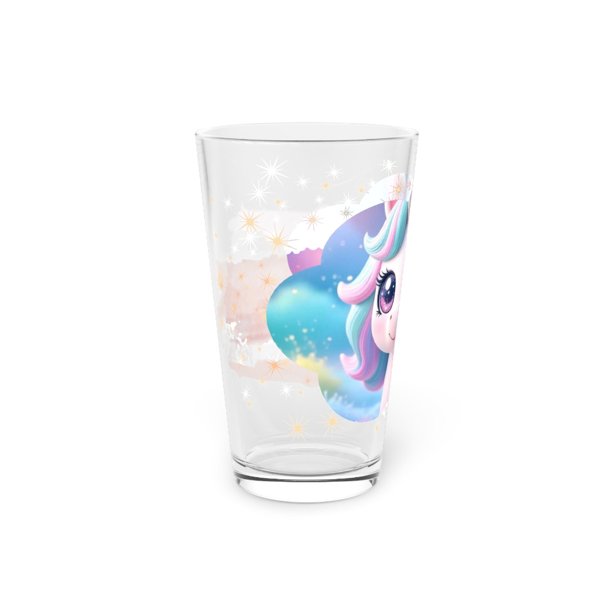 Pint Glas mit Einhorn | Trinkglas 16oz | Geschenk für Einhorn-Fans | Verspieltes Glas BPA-frei | Magischer Becher für jeden Tag