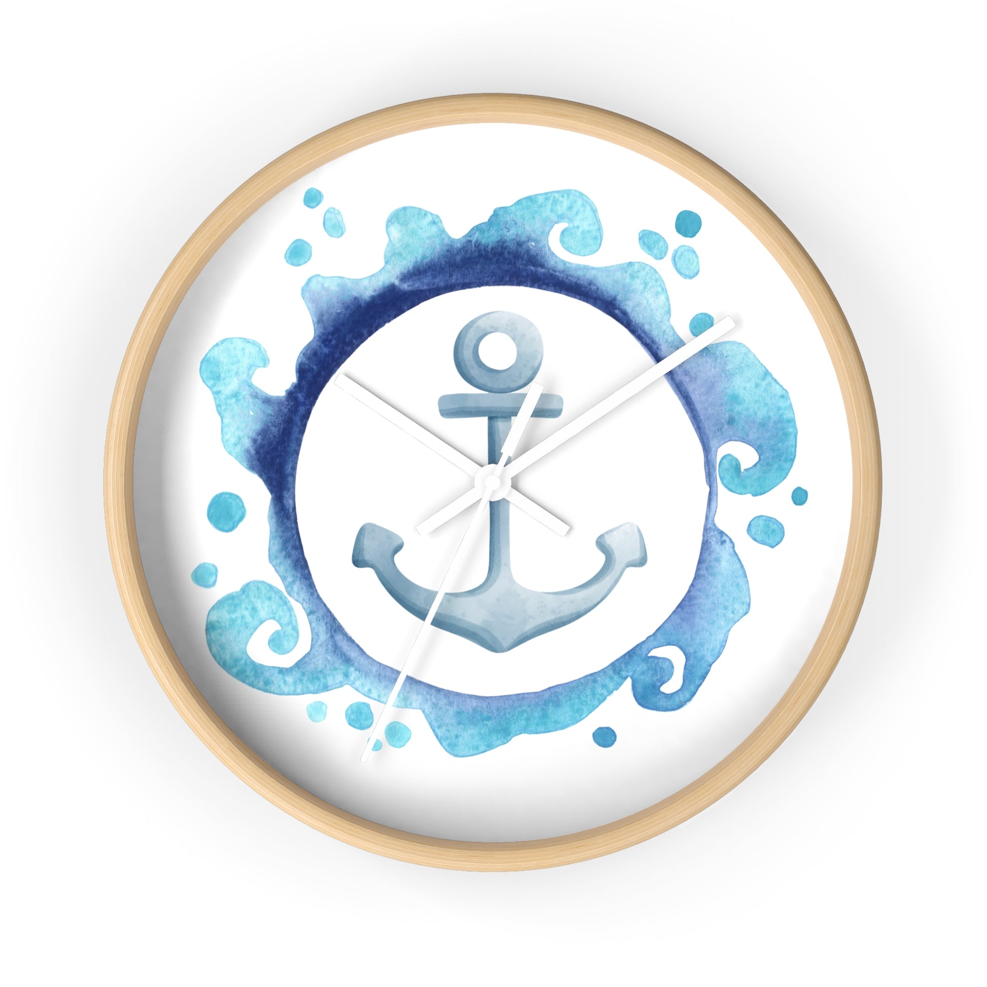 Maritime Wanduhr 25 cm | Holzrahmen in Natur, Weiß oder Schwarz | Deko-Uhr im Strand-Stil | Geschenkidee Wohnzimmer Büro Küche