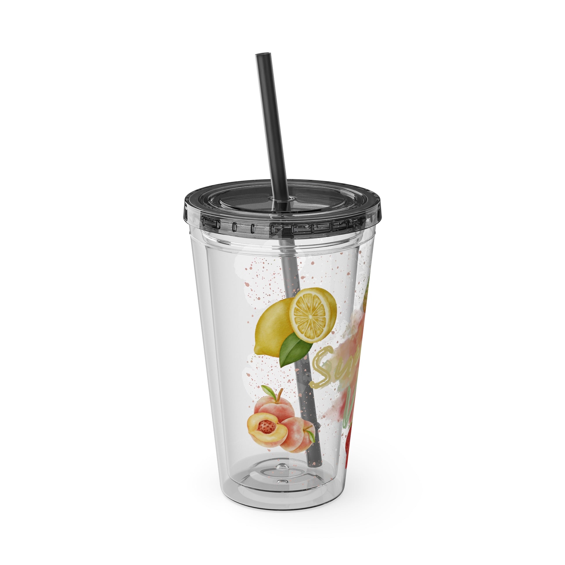 Sunsplash Tumbler  Bunter 16oz Sommerbecher mit Strohhalm | Doppelwandig & BPA-frei |Perfekt für Strand, Picknick u. Geschenke