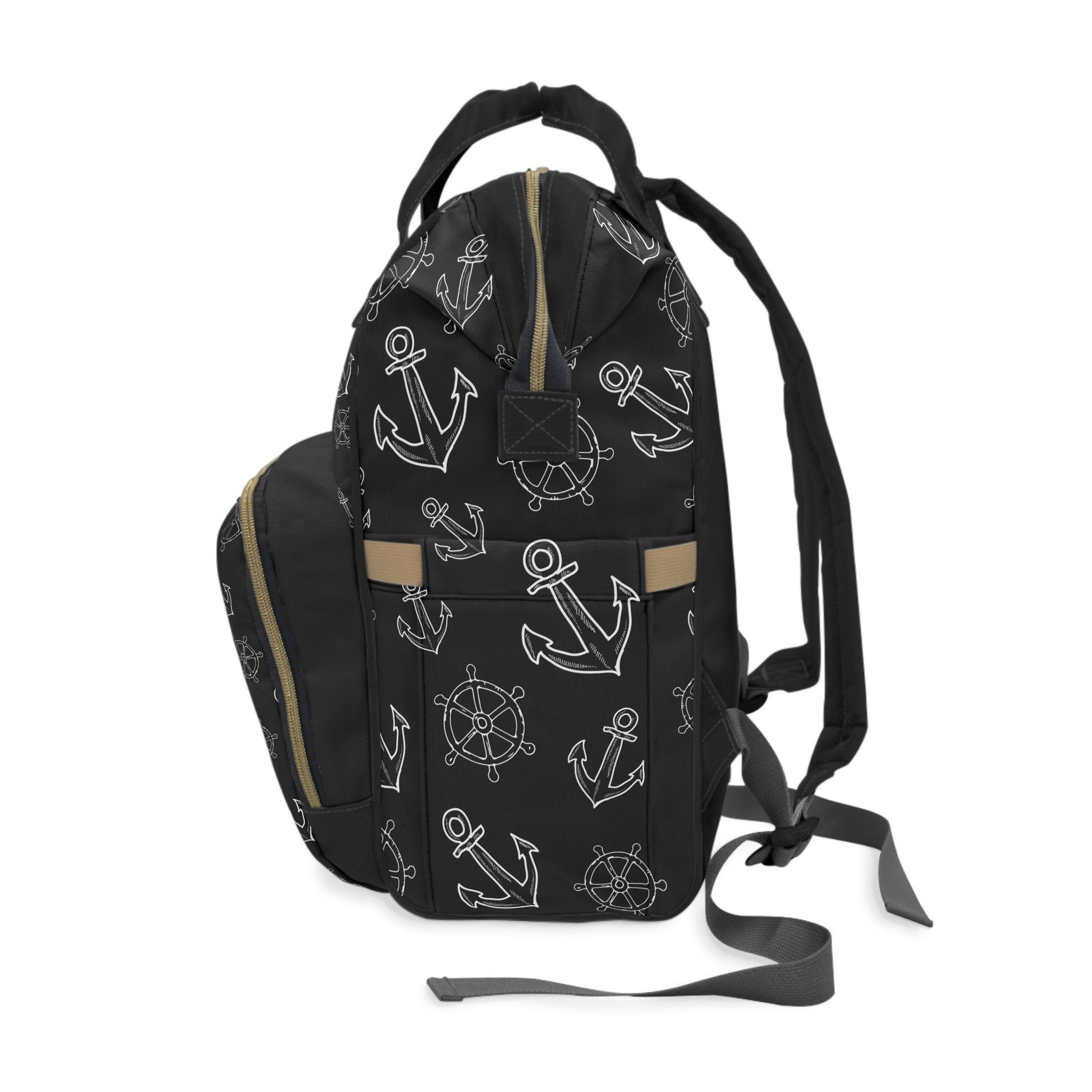 Nautischer Familienrucksack Elternrucksack mit Anker-Muster | Stylisch & durchdacht für unterwegs