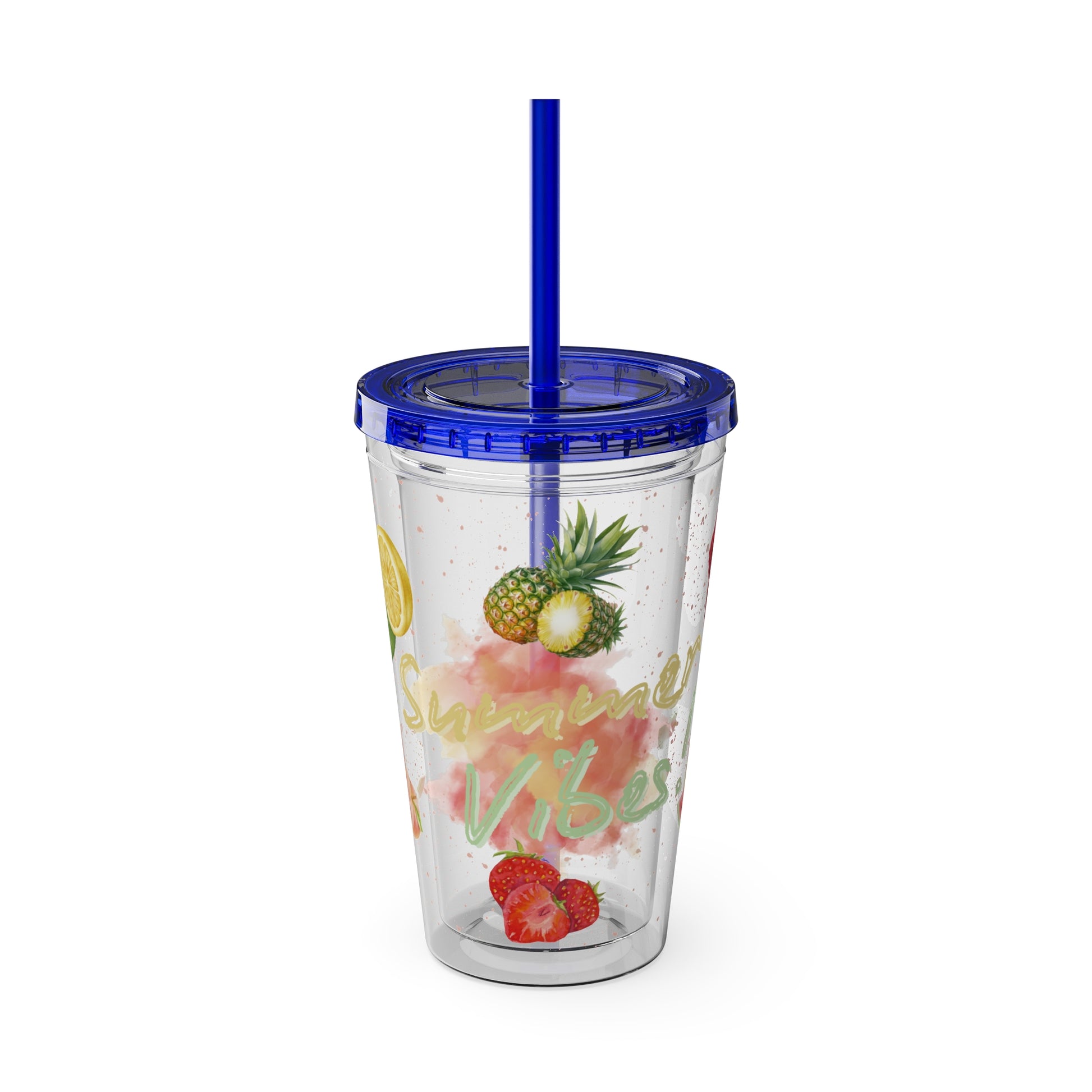 Sunsplash Tumbler  Bunter 16oz Sommerbecher mit Strohhalm | Doppelwandig & BPA-frei |Perfekt für Strand, Picknick u. Geschenke