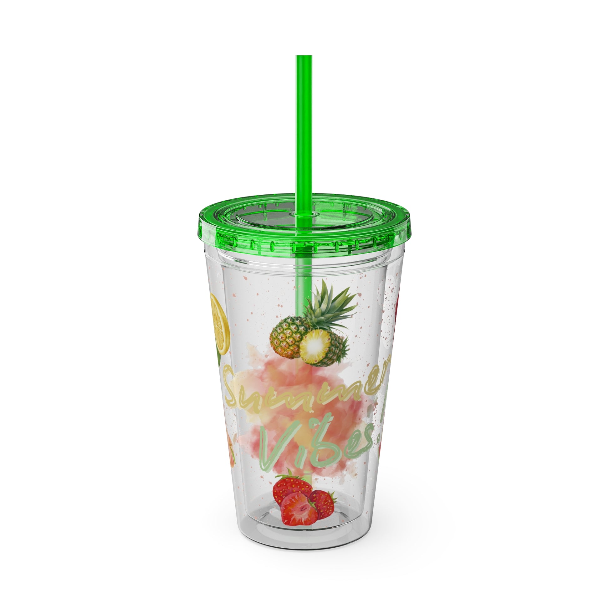 Sunsplash Tumbler  Bunter 16oz Sommerbecher mit Strohhalm | Doppelwandig & BPA-frei |Perfekt für Strand, Picknick u. Geschenke