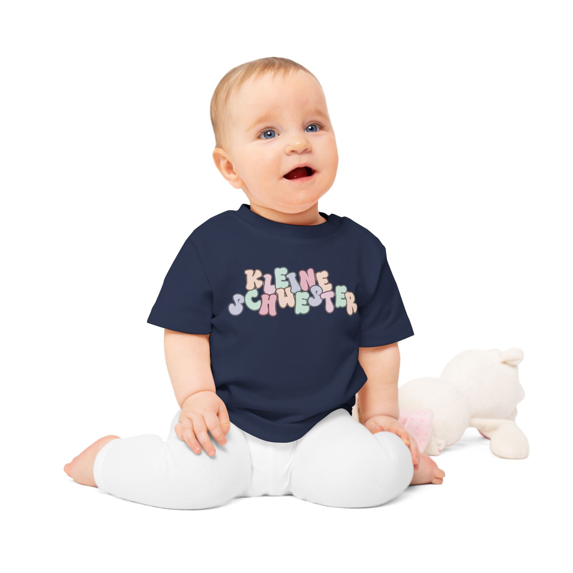Colorful "Kleine Schwester" Baby T-Shirt, Cute Infant Tee, Birthday Gift for Sister, Baby Shower Item, Adorable Kids Apparel