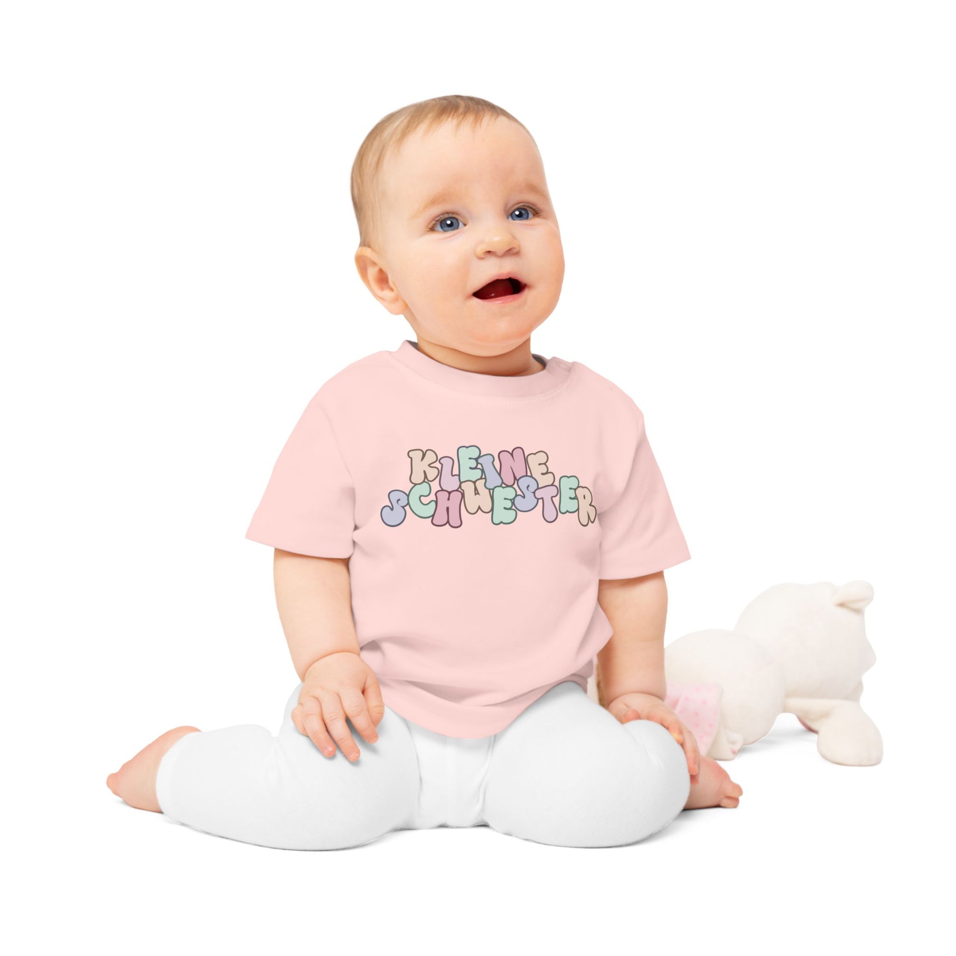 Colorful "Kleine Schwester" Baby T-Shirt, Cute Infant Tee, Birthday Gift for Sister, Baby Shower Item, Adorable Kids Apparel