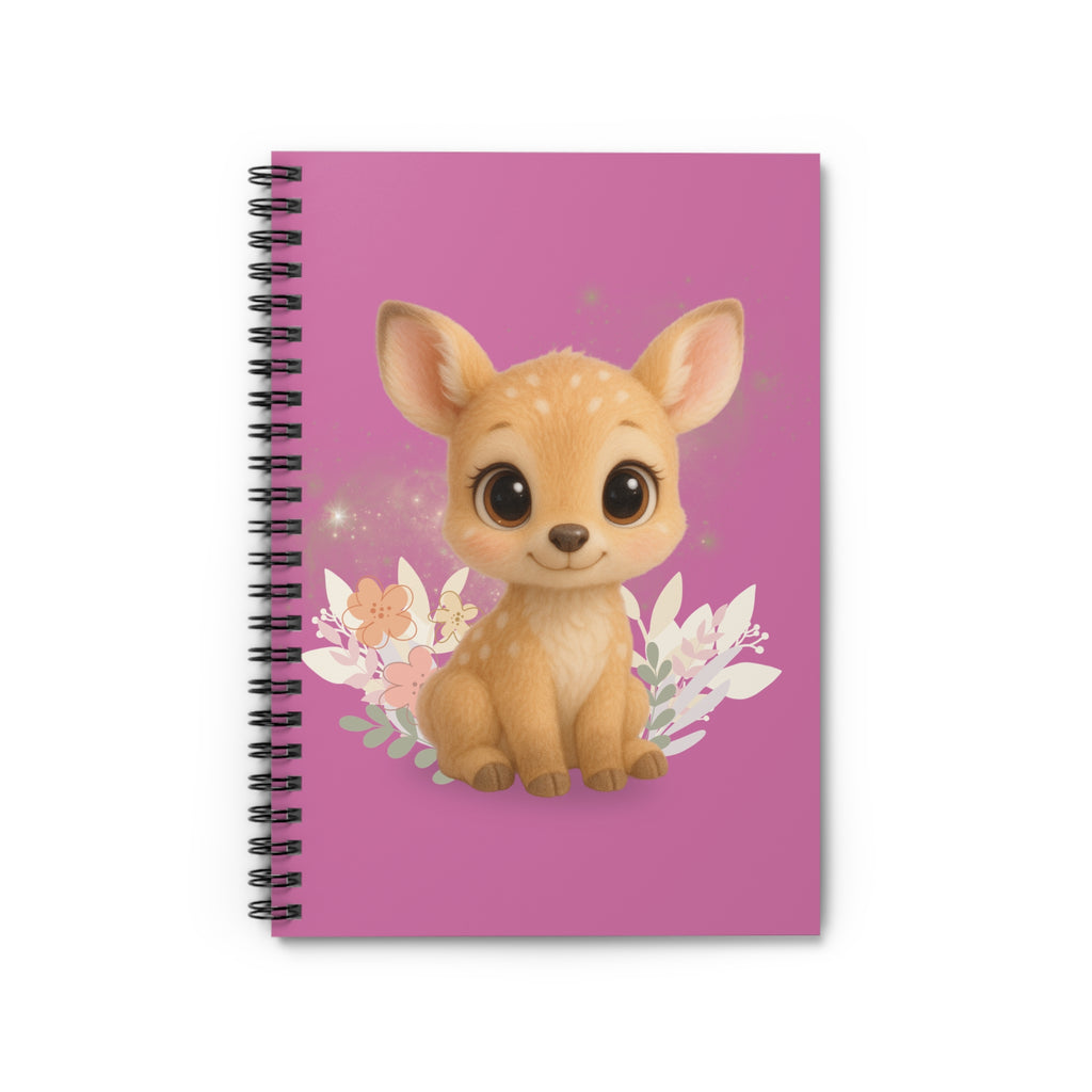 Spiral-Notizbuch mit Reh | Pinkes Notizheft 6x8" | Geschenk für Schule u. Geburtstag | Liniert  | Süßes Design für Kinder u. Erwachsene