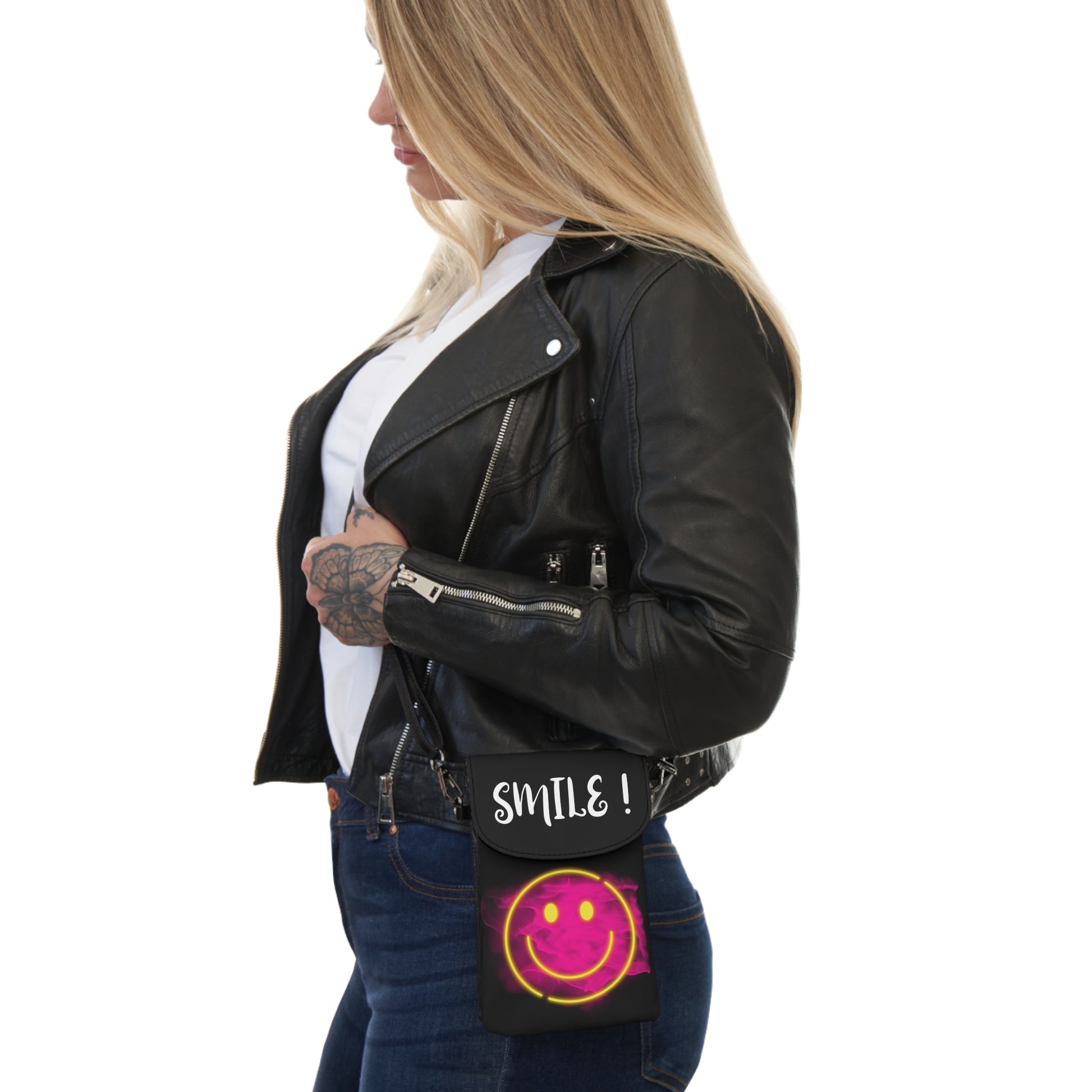 Mini Handytasche mit Geldbörse | Kleine Umhängetasche Damen | Festival-Tasche Crossbody | Vegan Leder, verstellbar
