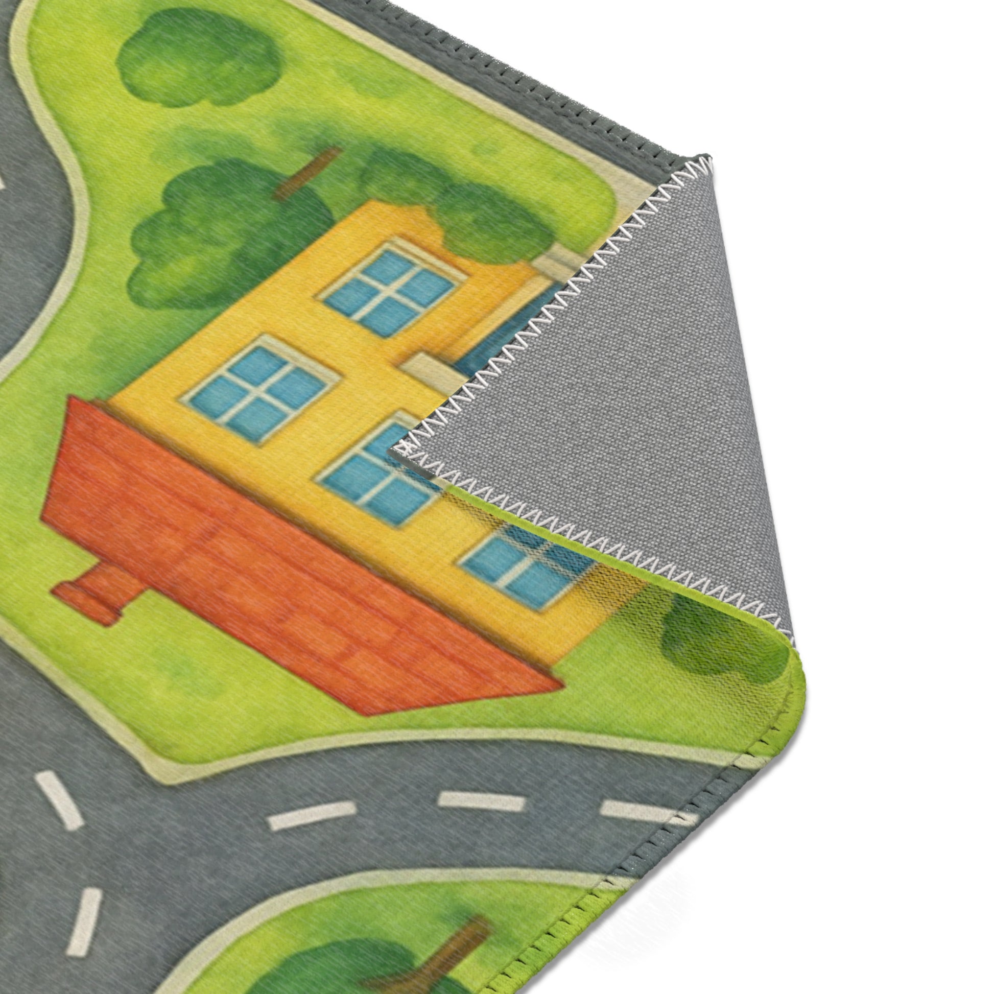 Kinderteppich mit Straßen & Häusern  bunter Spielteppich aus Polyester  ideal fürs Kinderzimmer, Spielbereich und als Geschenk