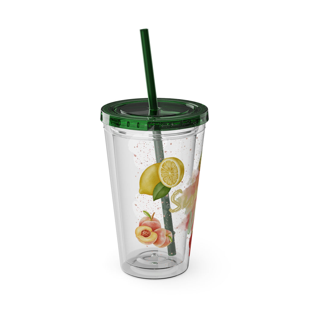 Sunsplash Tumbler  Bunter 16oz Sommerbecher mit Strohhalm | Doppelwandig & BPA-frei |Perfekt für Strand, Picknick u. Geschenke