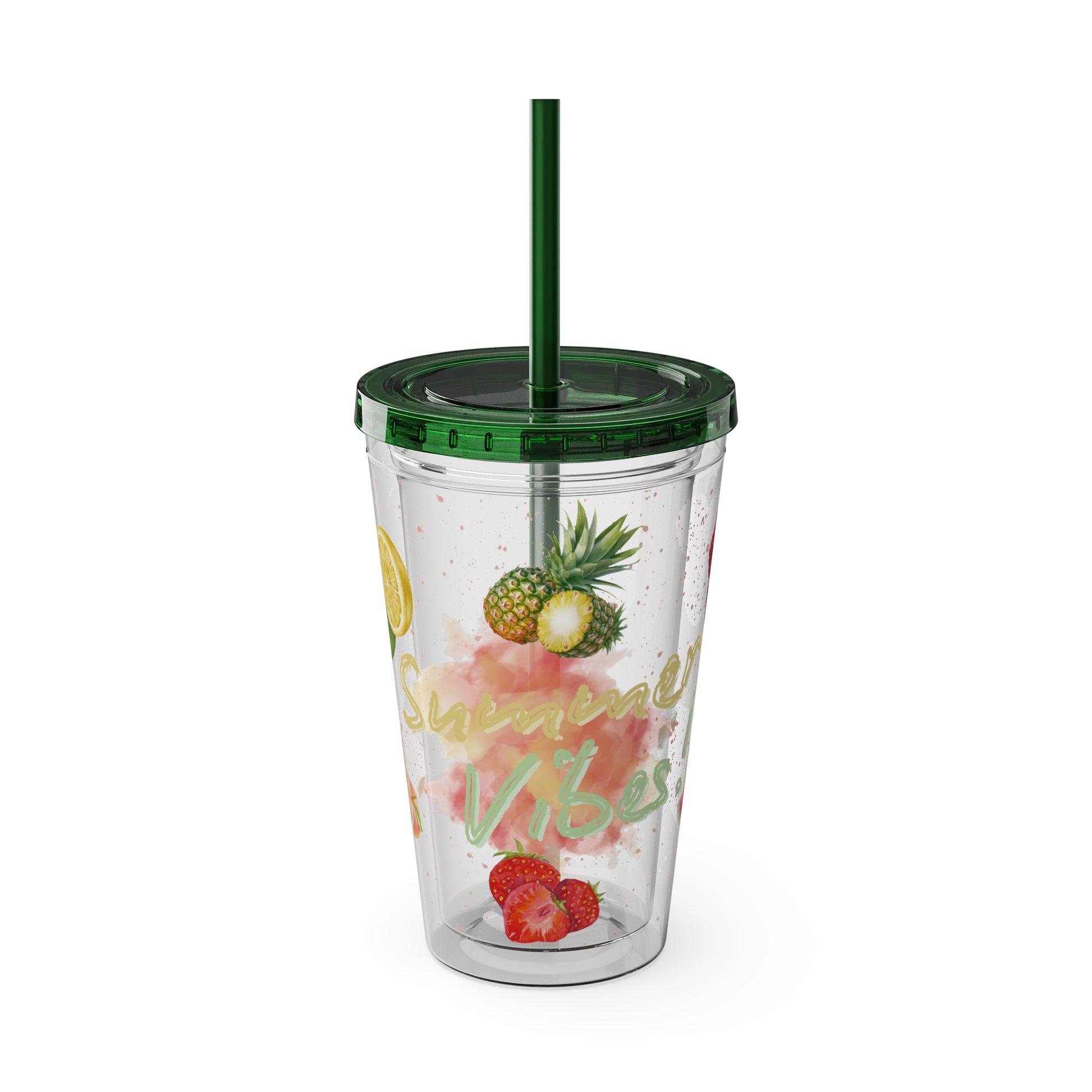 Sunsplash Tumbler  Bunter 16oz Sommerbecher mit Strohhalm | Doppelwandig & BPA-frei |Perfekt für Strand, Picknick u. Geschenke