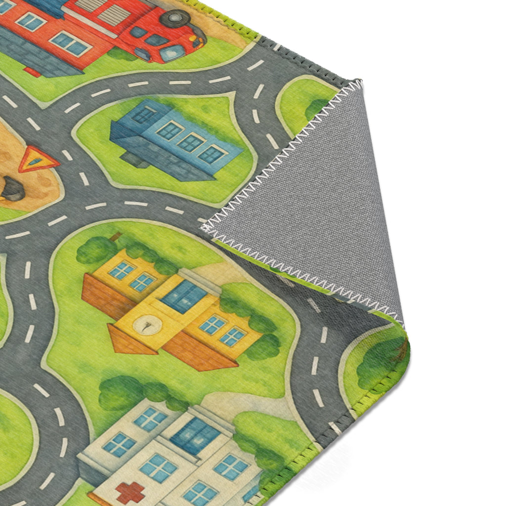 Kinderteppich mit Straßen & Häusern  bunter Spielteppich aus Polyester  ideal fürs Kinderzimmer, Spielbereich und als Geschenk