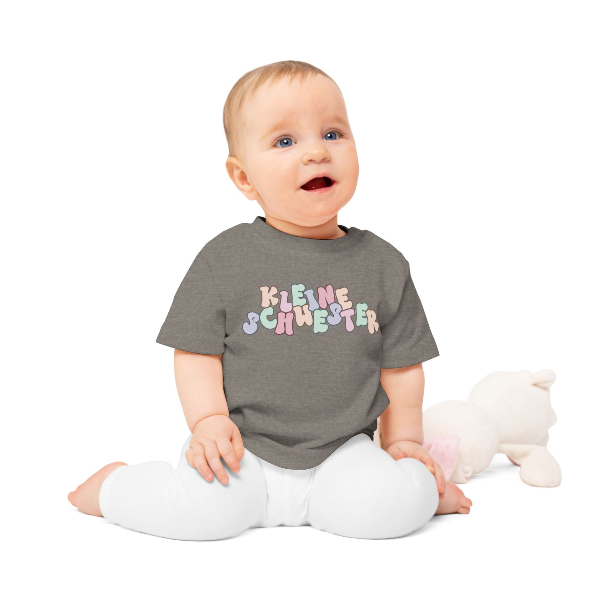 Colorful "Kleine Schwester" Baby T-Shirt, Cute Infant Tee, Birthday Gift for Sister, Baby Shower Item, Adorable Kids Apparel