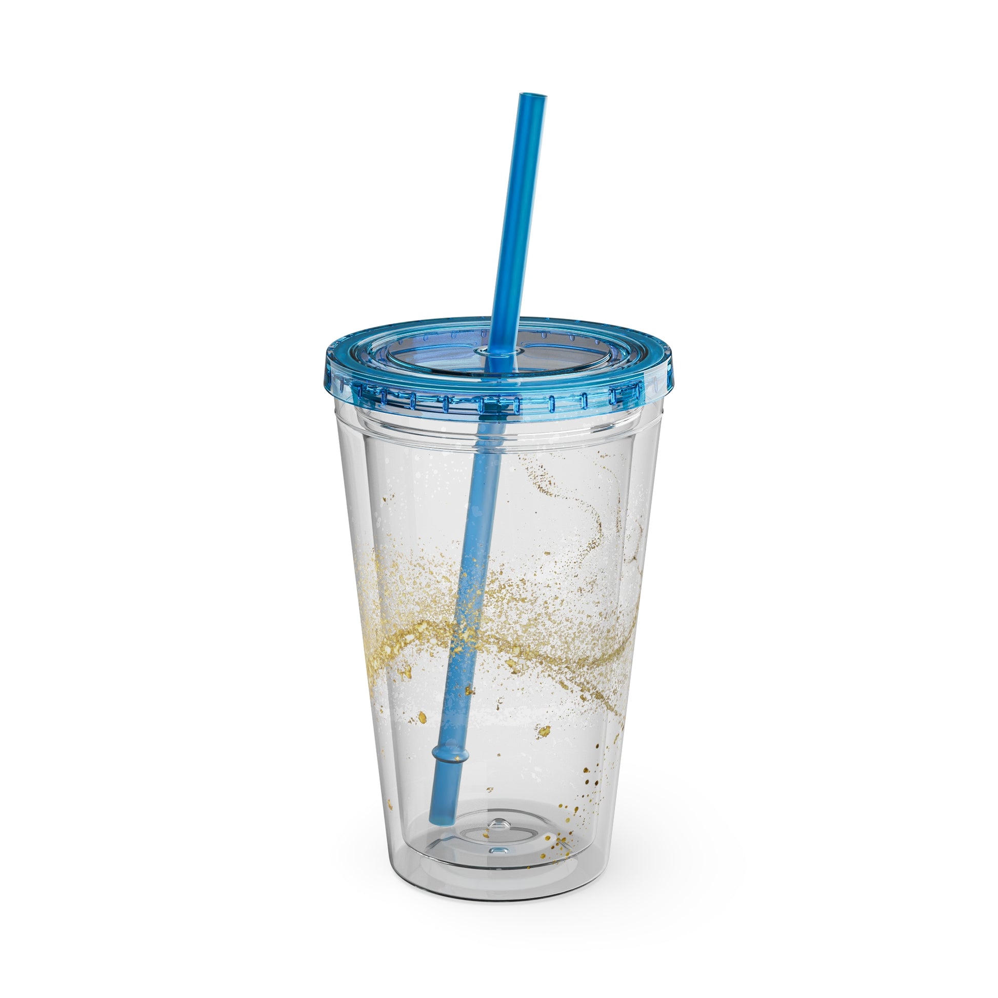 Bunter 16oz Trinkbecher mit Strohhalm  doppelwandig und farbenfroh | Geschenkidee | 11 Farben zur Auswahl