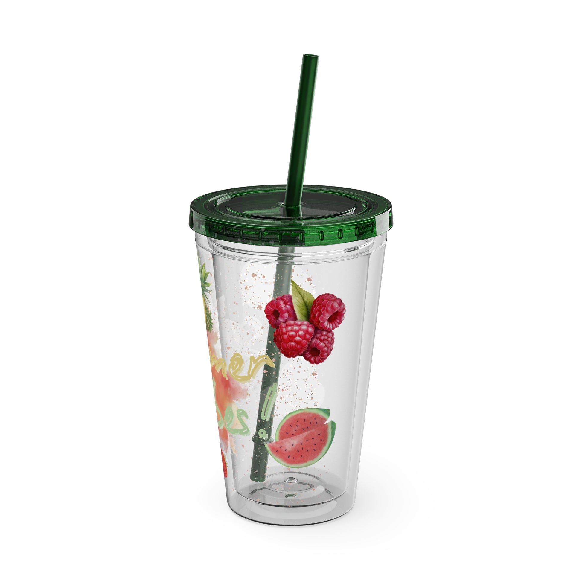 Sunsplash Tumbler  Bunter 16oz Sommerbecher mit Strohhalm | Doppelwandig & BPA-frei |Perfekt für Strand, Picknick u. Geschenke
