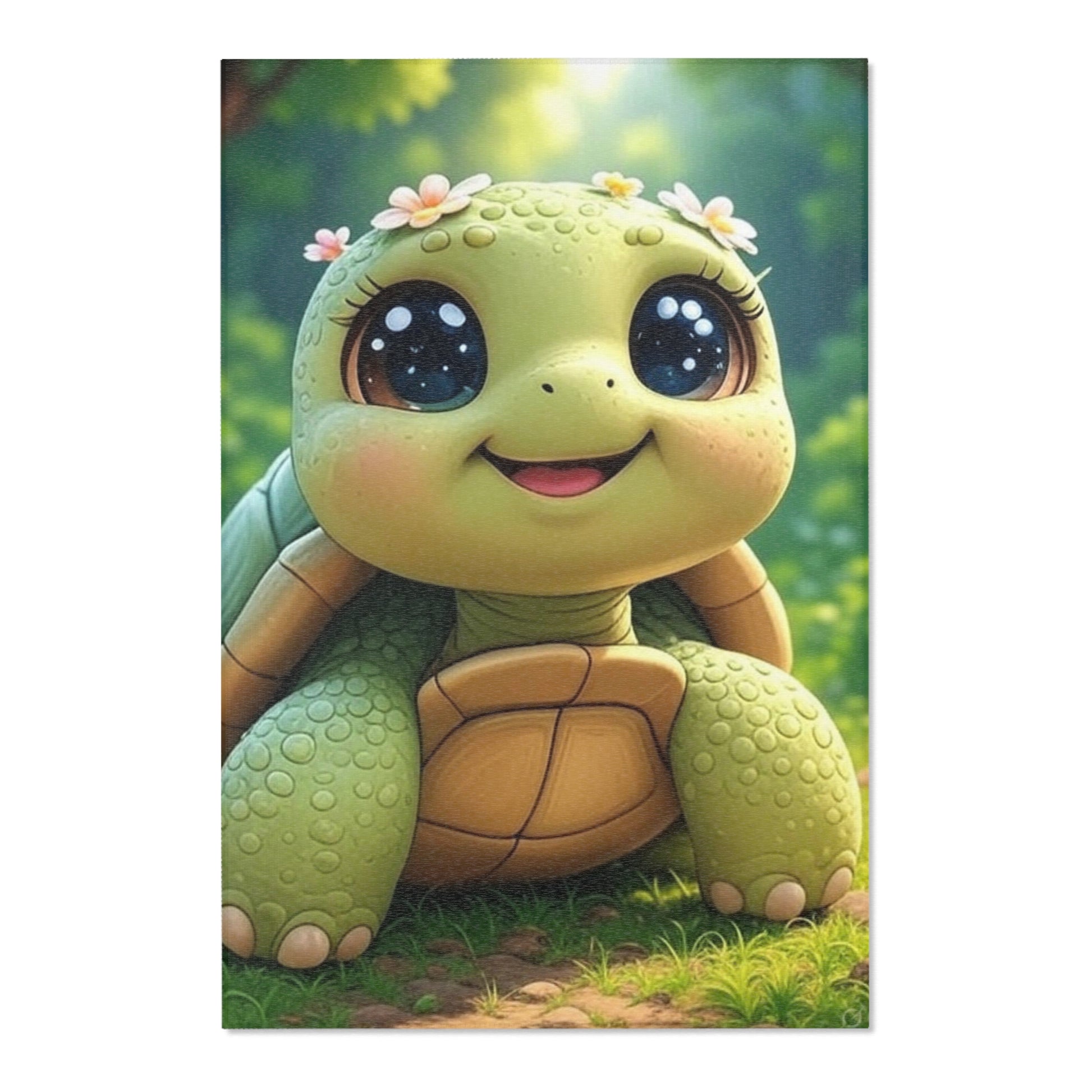 Kinderzimmer Teppich mit süßer Schildkröte | Weicher Spielteppich | Ideal für Babyzimmer, Spielbereich oder Geschenk zur Geburt