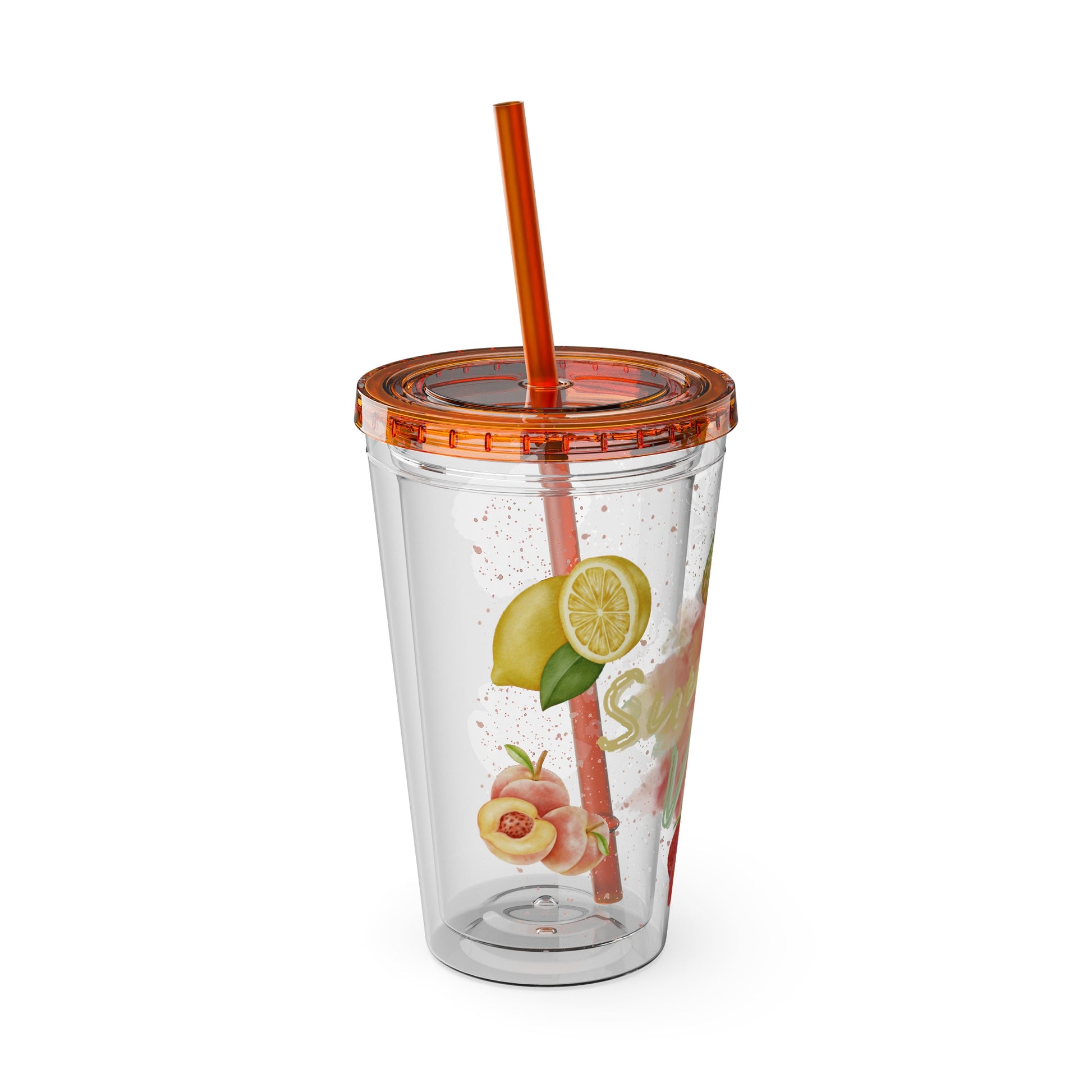 Sunsplash Tumbler  Bunter 16oz Sommerbecher mit Strohhalm | Doppelwandig & BPA-frei |Perfekt für Strand, Picknick u. Geschenke