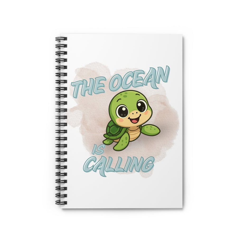 Spiral-Notizbuch The Ocean is Calling| Maritimes Notizheft mit Schildkröte | Geschenk für Meerliebhaber | Tagebuch u. Schulheft 6x8"