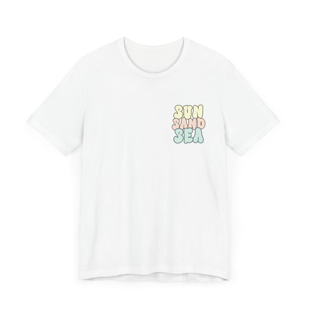Unisex Sommer T-Shirt mit Sun Sand Sea Print  Jersey Kurzarmshirt aus Bio-Baumwolle – Strandmode für Damen & Herren