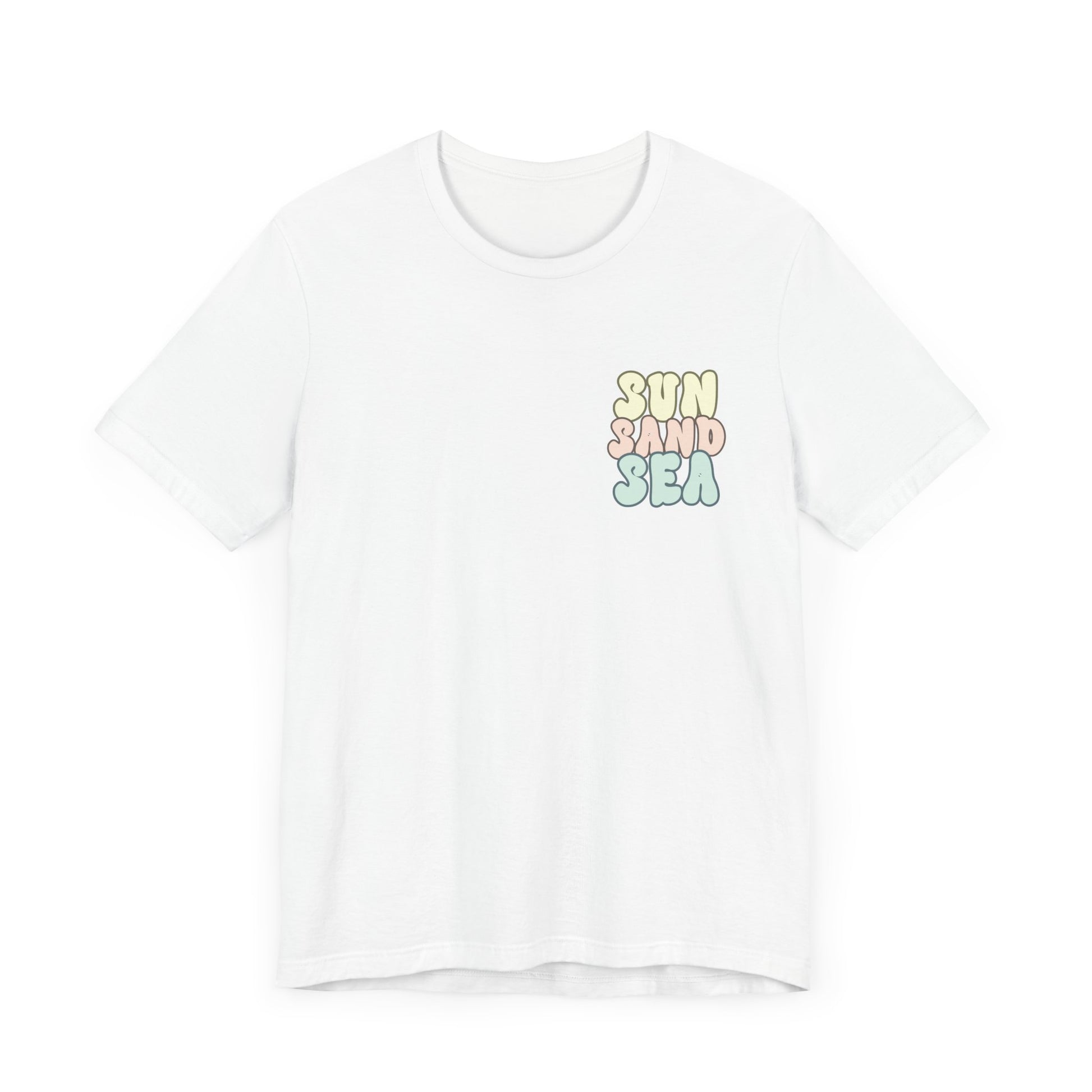 Unisex Sommer T-Shirt mit Sun Sand Sea Print  Jersey Kurzarmshirt aus Bio-Baumwolle – Strandmode für Damen & Herren