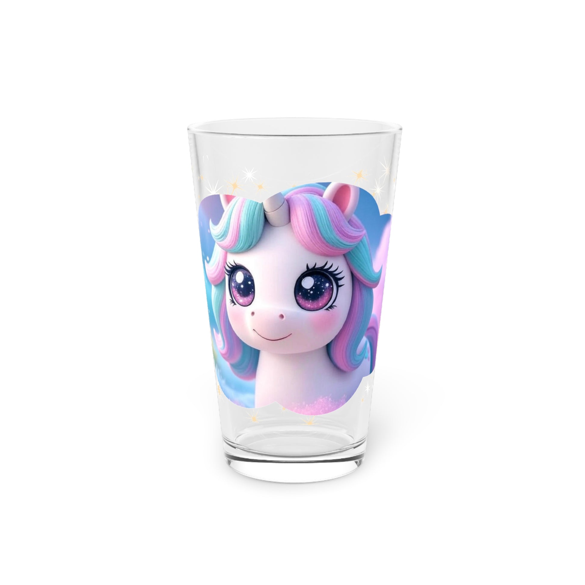 Pint Glas mit Einhorn | Trinkglas 16oz | Geschenk für Einhorn-Fans | Verspieltes Glas BPA-frei | Magischer Becher für jeden Tag