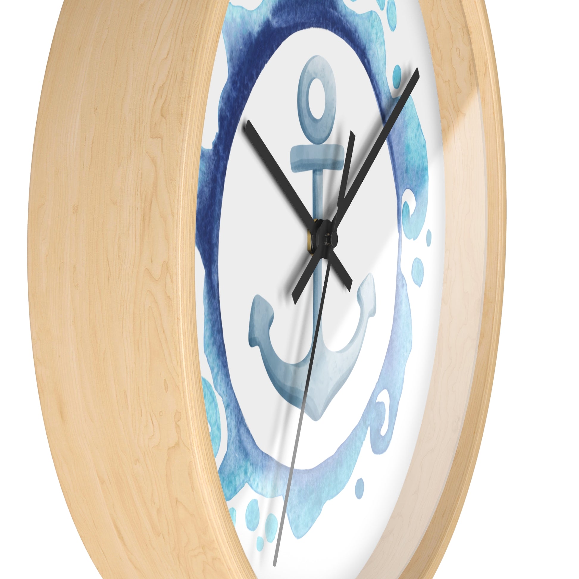 Maritime Wanduhr 25 cm | Holzrahmen in Natur, Weiß oder Schwarz | Deko-Uhr im Strand-Stil | Geschenkidee Wohnzimmer Büro Küche