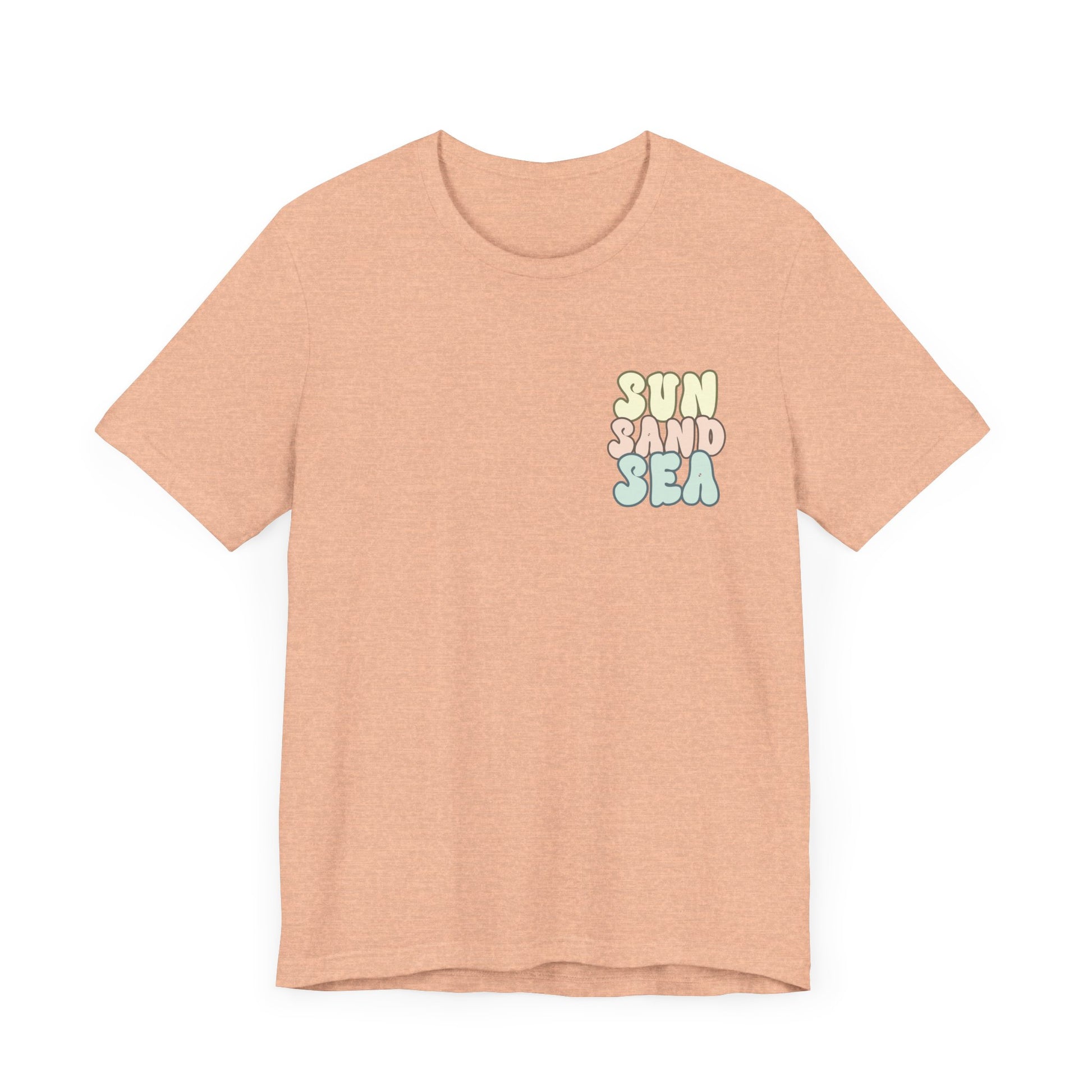 Unisex Sommer T-Shirt mit Sun Sand Sea Print  Jersey Kurzarmshirt aus Bio-Baumwolle – Strandmode für Damen & Herren