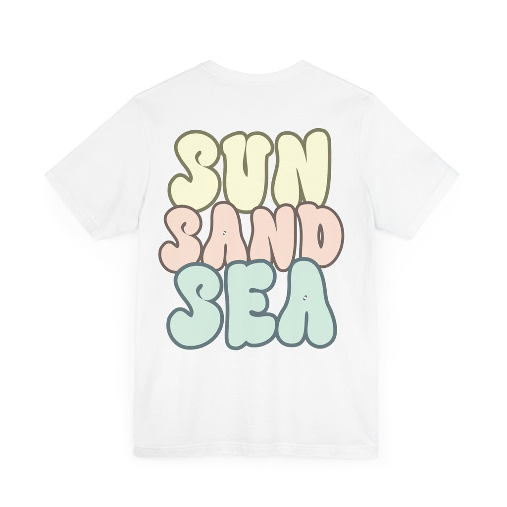 Unisex Sommer T-Shirt mit Sun Sand Sea Print  Jersey Kurzarmshirt aus Bio-Baumwolle – Strandmode für Damen & Herren