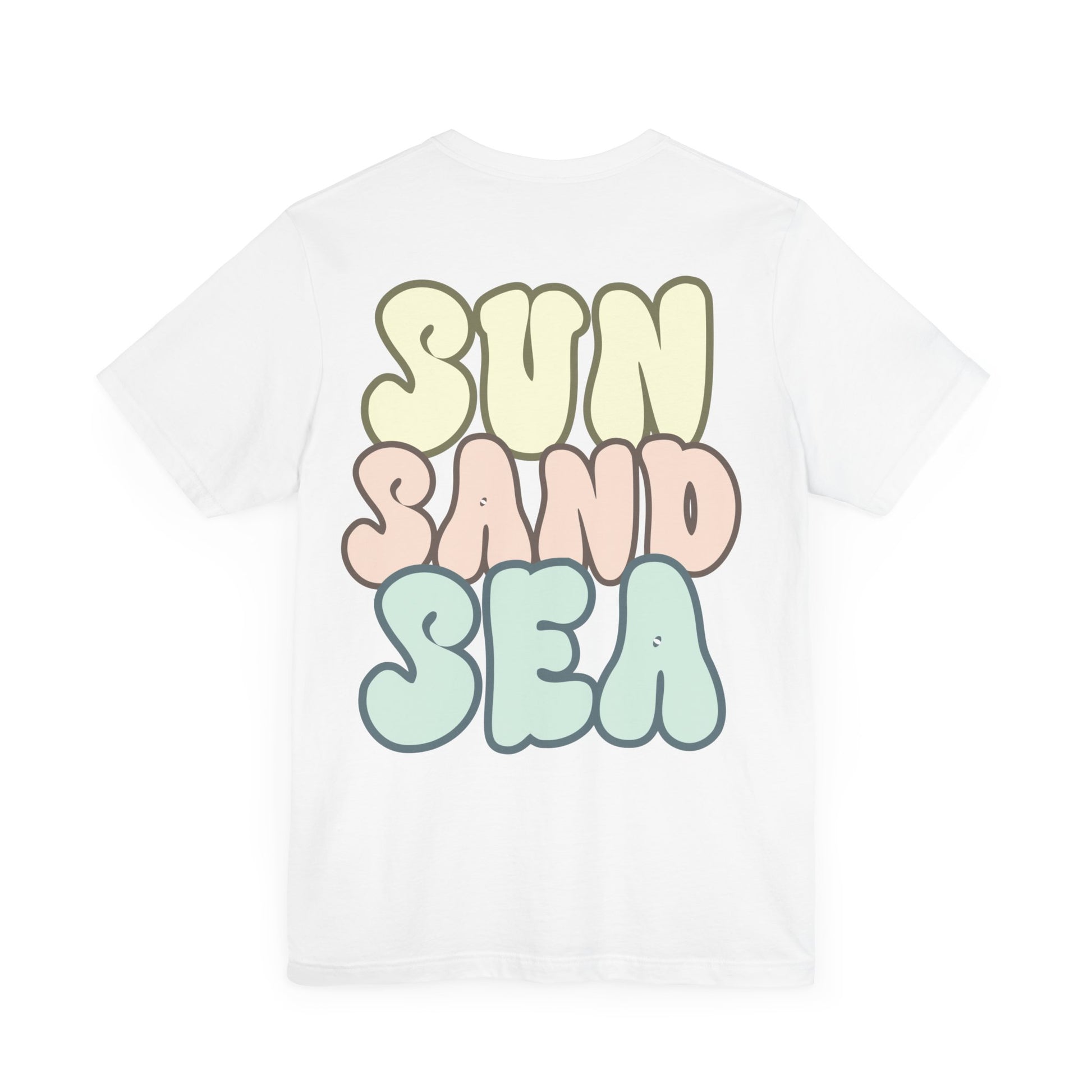 Unisex Sommer T-Shirt mit Sun Sand Sea Print  Jersey Kurzarmshirt aus Bio-Baumwolle – Strandmode für Damen & Herren