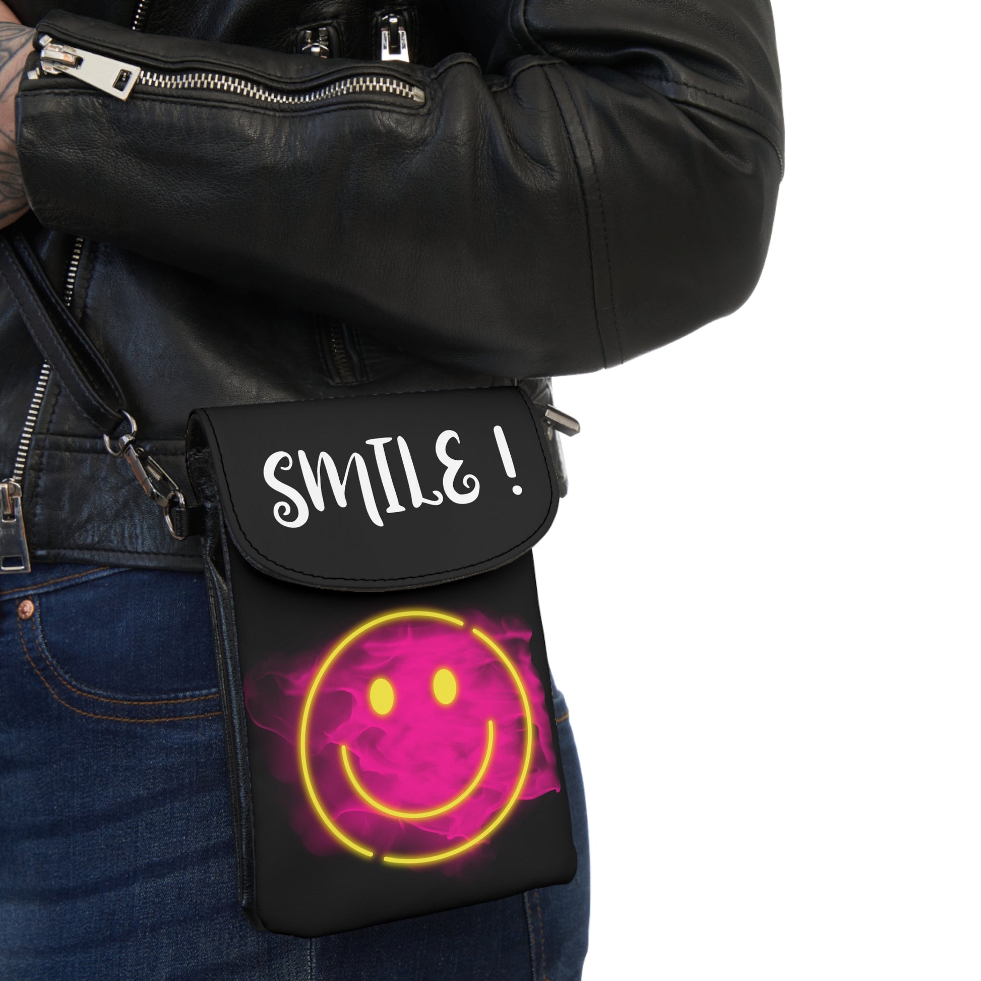 Mini Handytasche mit Geldbörse | Kleine Umhängetasche Damen | Festival-Tasche Crossbody | Vegan Leder, verstellbar