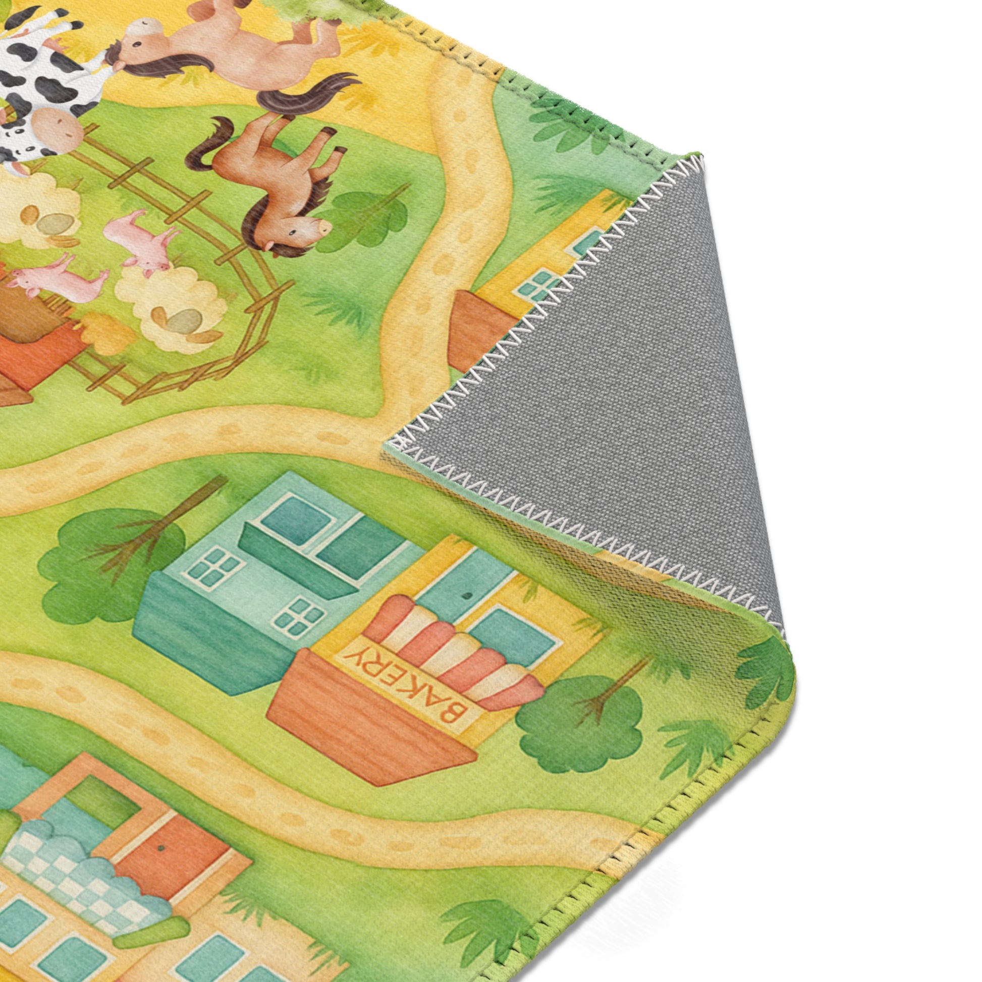 Teppich mit Landschaftsmotiv  weicher Spielteppich mit Landschaft Design  ideal für Kinderzimmer, Wohnzimmer und Spielzimmer