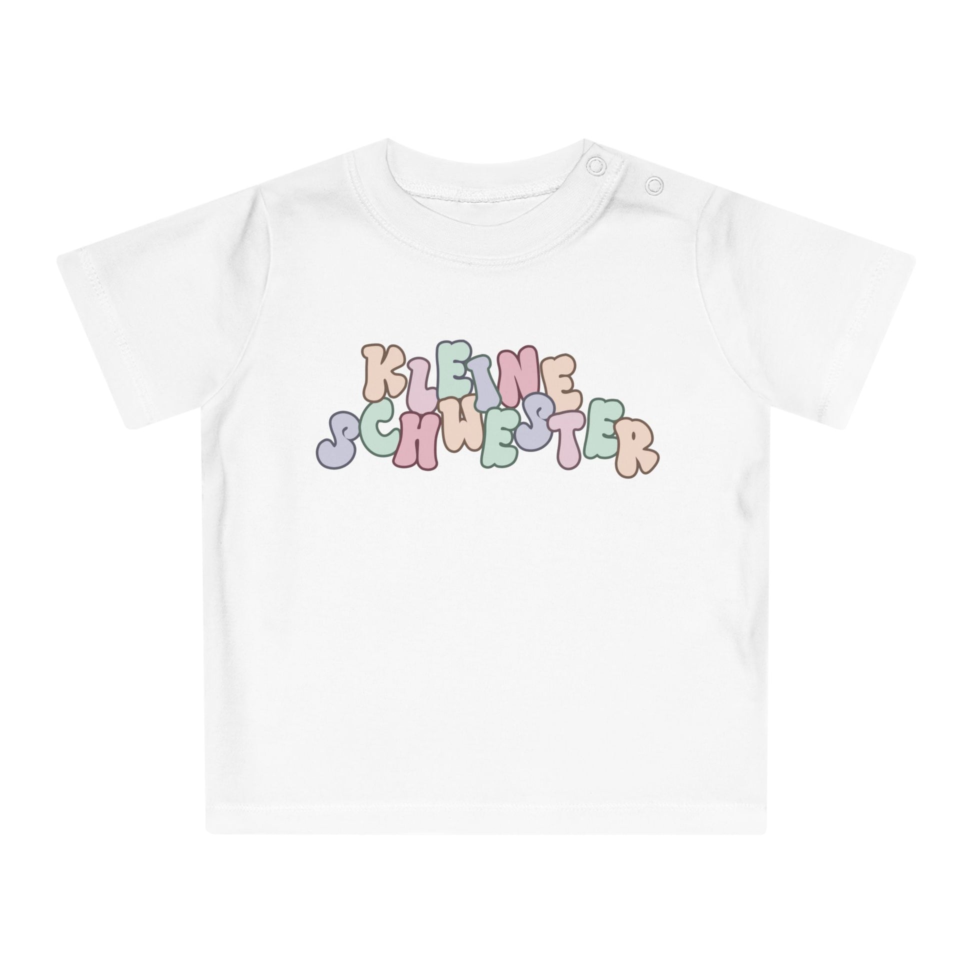 Colorful "Kleine Schwester" Baby T-Shirt, Cute Infant Tee, Birthday Gift for Sister, Baby Shower Item, Adorable Kids Apparel