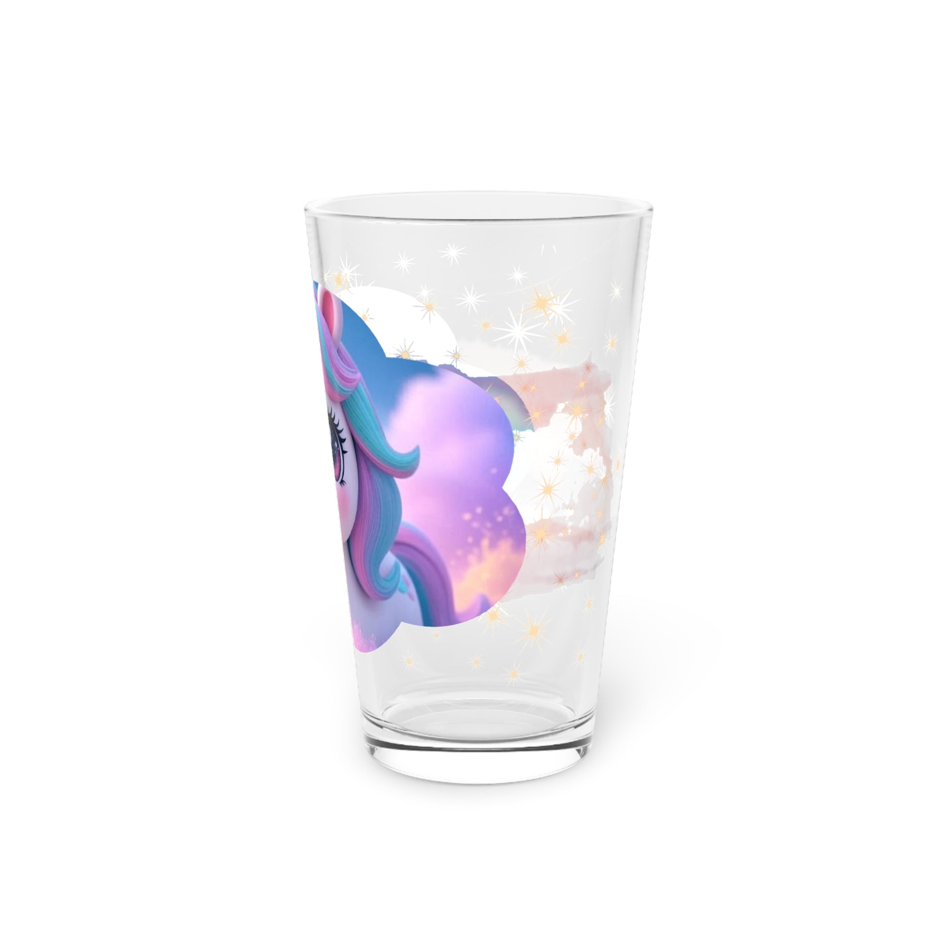 Pint Glas mit Einhorn | Trinkglas 16oz | Geschenk für Einhorn-Fans | Verspieltes Glas BPA-frei | Magischer Becher für jeden Tag