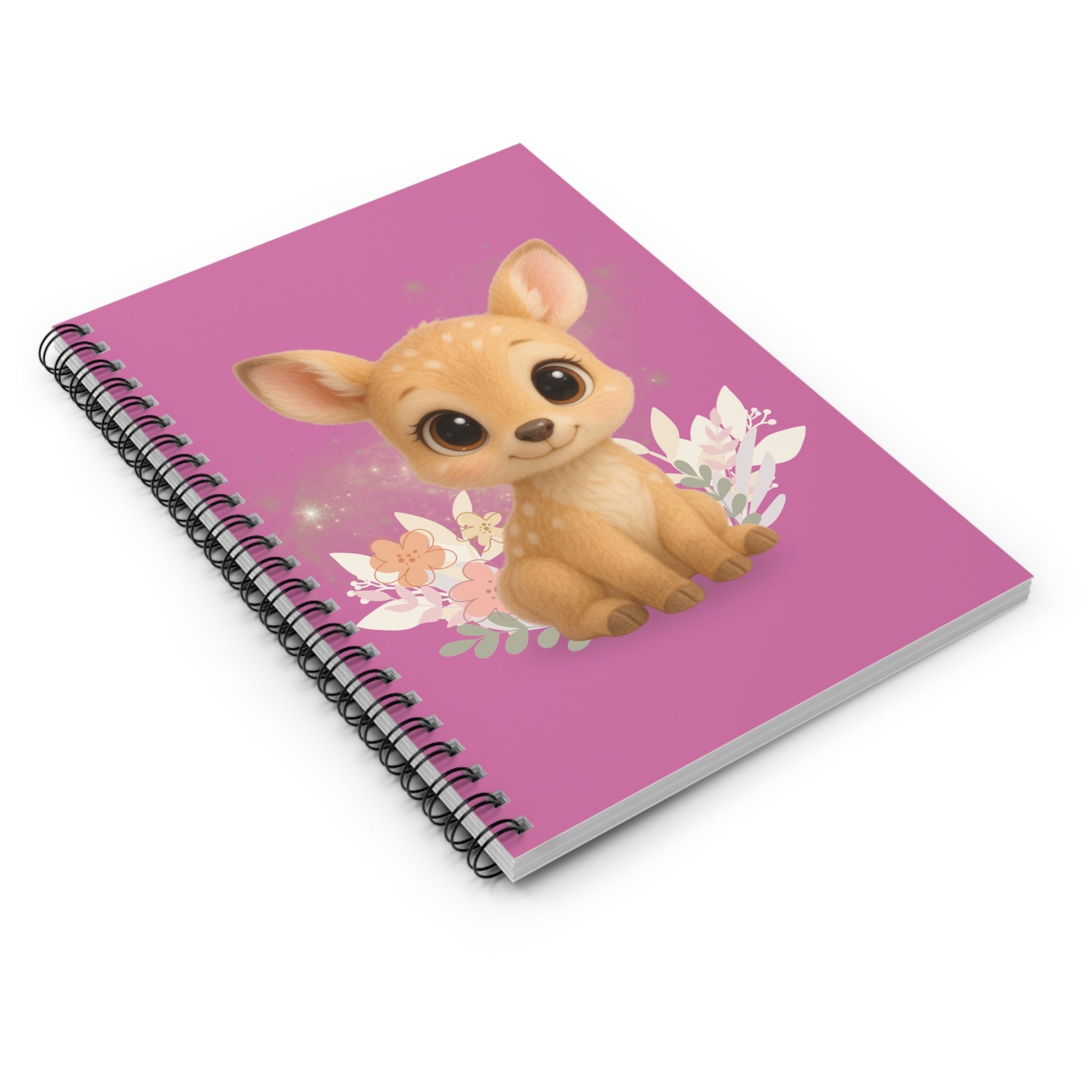 Spiral-Notizbuch mit Reh | Pinkes Notizheft 6x8" | Geschenk für Schule u. Geburtstag | Liniert  | Süßes Design für Kinder u. Erwachsene