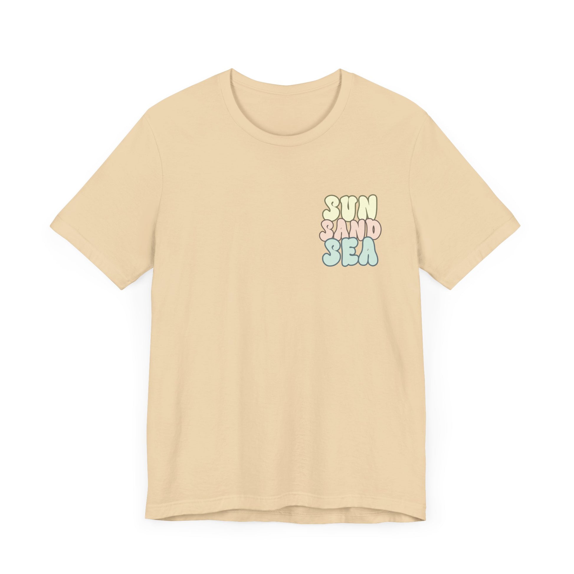 Unisex Sommer T-Shirt mit Sun Sand Sea Print  Jersey Kurzarmshirt aus Bio-Baumwolle – Strandmode für Damen & Herren