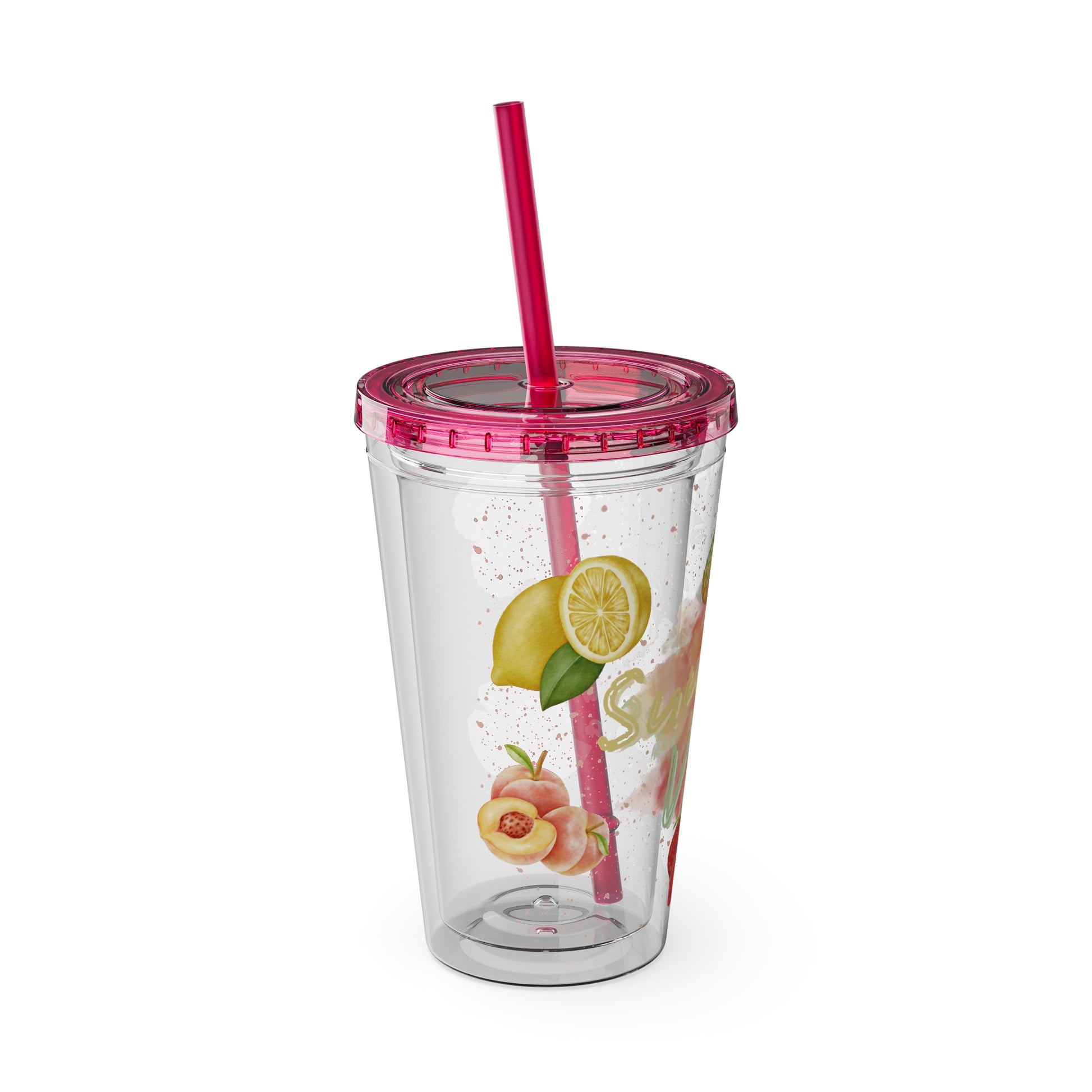 Sunsplash Tumbler  Bunter 16oz Sommerbecher mit Strohhalm | Doppelwandig & BPA-frei |Perfekt für Strand, Picknick u. Geschenke