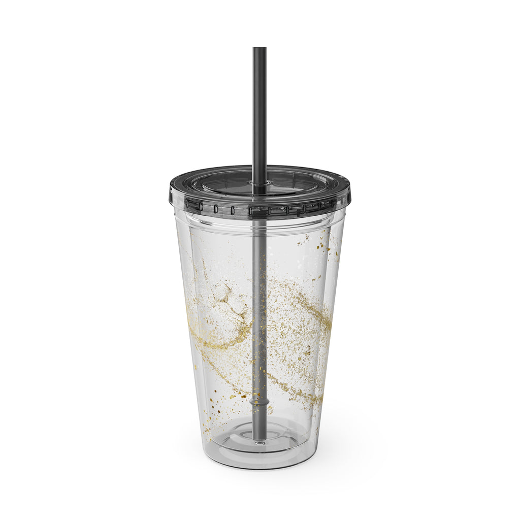 Bunter 16oz Trinkbecher mit Strohhalm  doppelwandig und farbenfroh | Geschenkidee | 11 Farben zur Auswahl