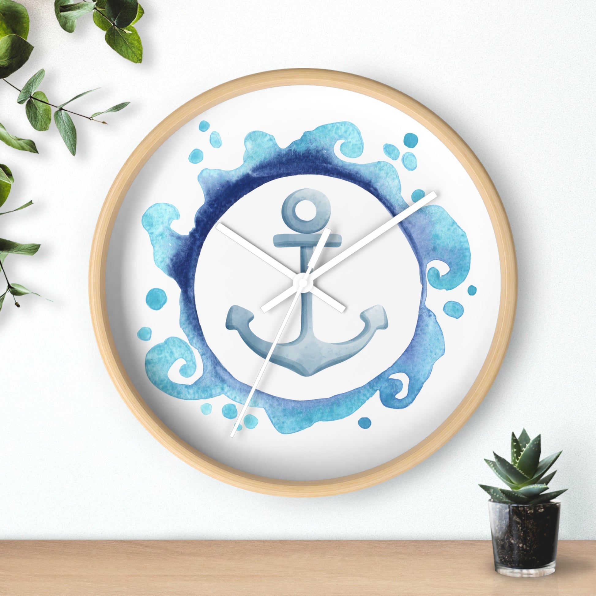 Maritime Wanduhr 25 cm | Holzrahmen in Natur, Weiß oder Schwarz | Deko-Uhr im Strand-Stil | Geschenkidee Wohnzimmer Büro Küche