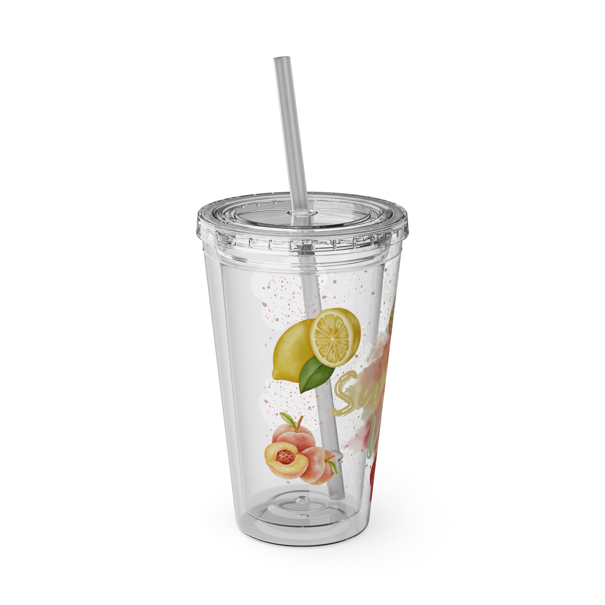 Sunsplash Tumbler  Bunter 16oz Sommerbecher mit Strohhalm | Doppelwandig & BPA-frei |Perfekt für Strand, Picknick u. Geschenke