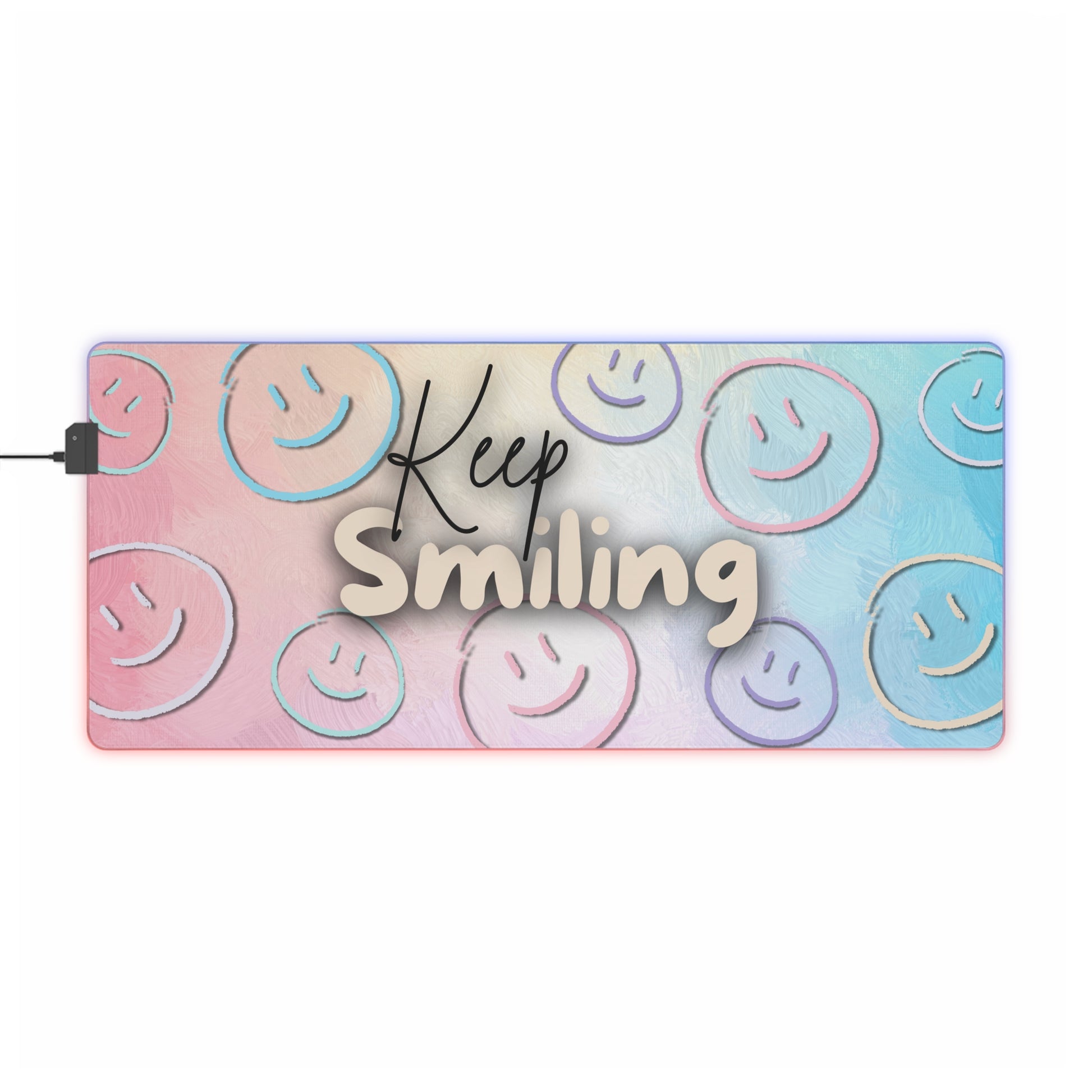 LED Gaming Mauspad "Keep Smiling" | RGB Beleuchtung | rutschfest | Geschenk für Gamer | Gaming Zubehör | Gute-Laune-Design