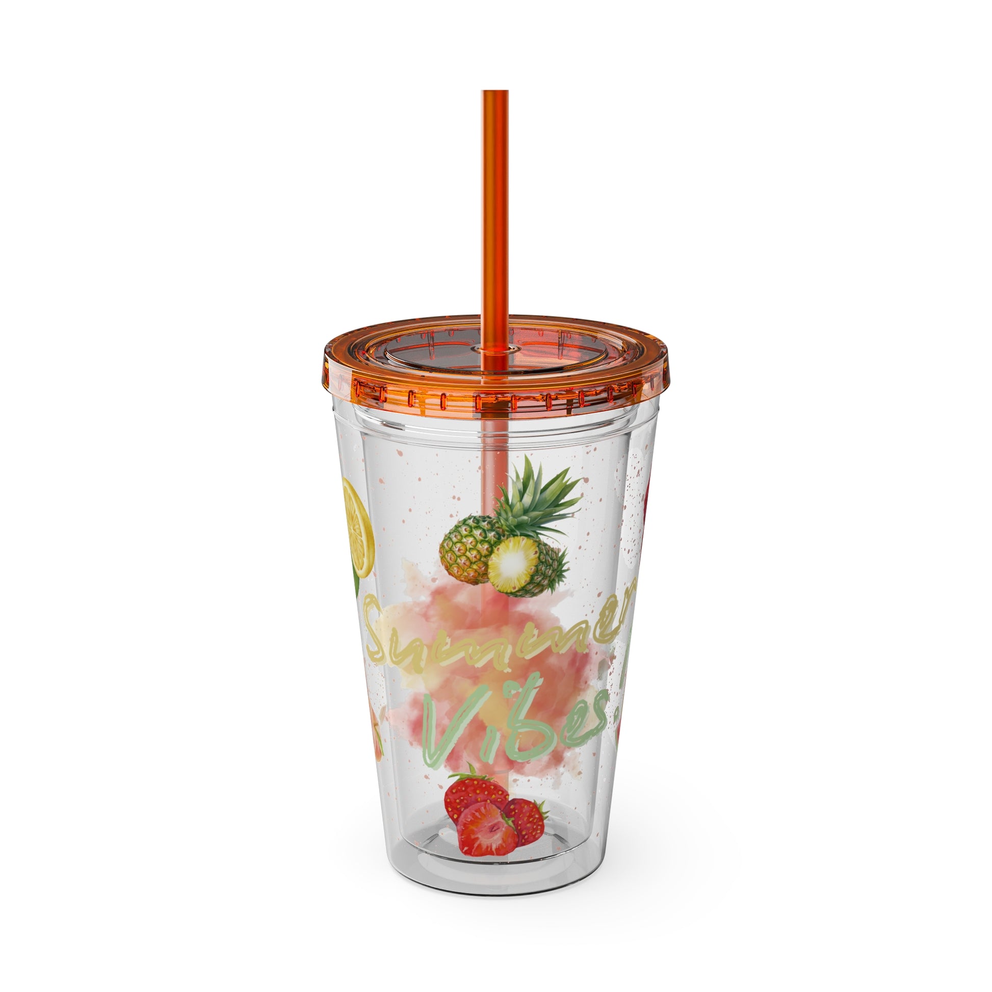 Sunsplash Tumbler  Bunter 16oz Sommerbecher mit Strohhalm | Doppelwandig & BPA-frei |Perfekt für Strand, Picknick u. Geschenke