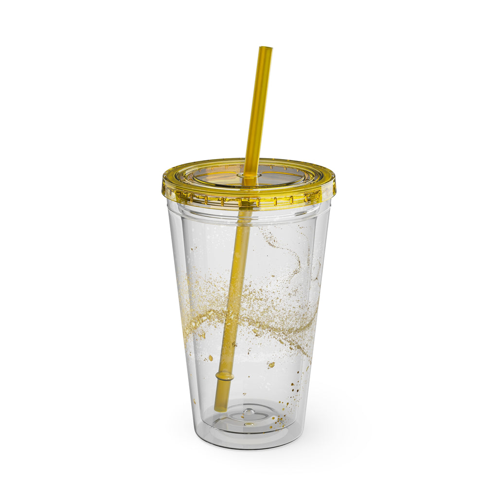 Bunter 16oz Trinkbecher mit Strohhalm  doppelwandig und farbenfroh | Geschenkidee | 11 Farben zur Auswahl