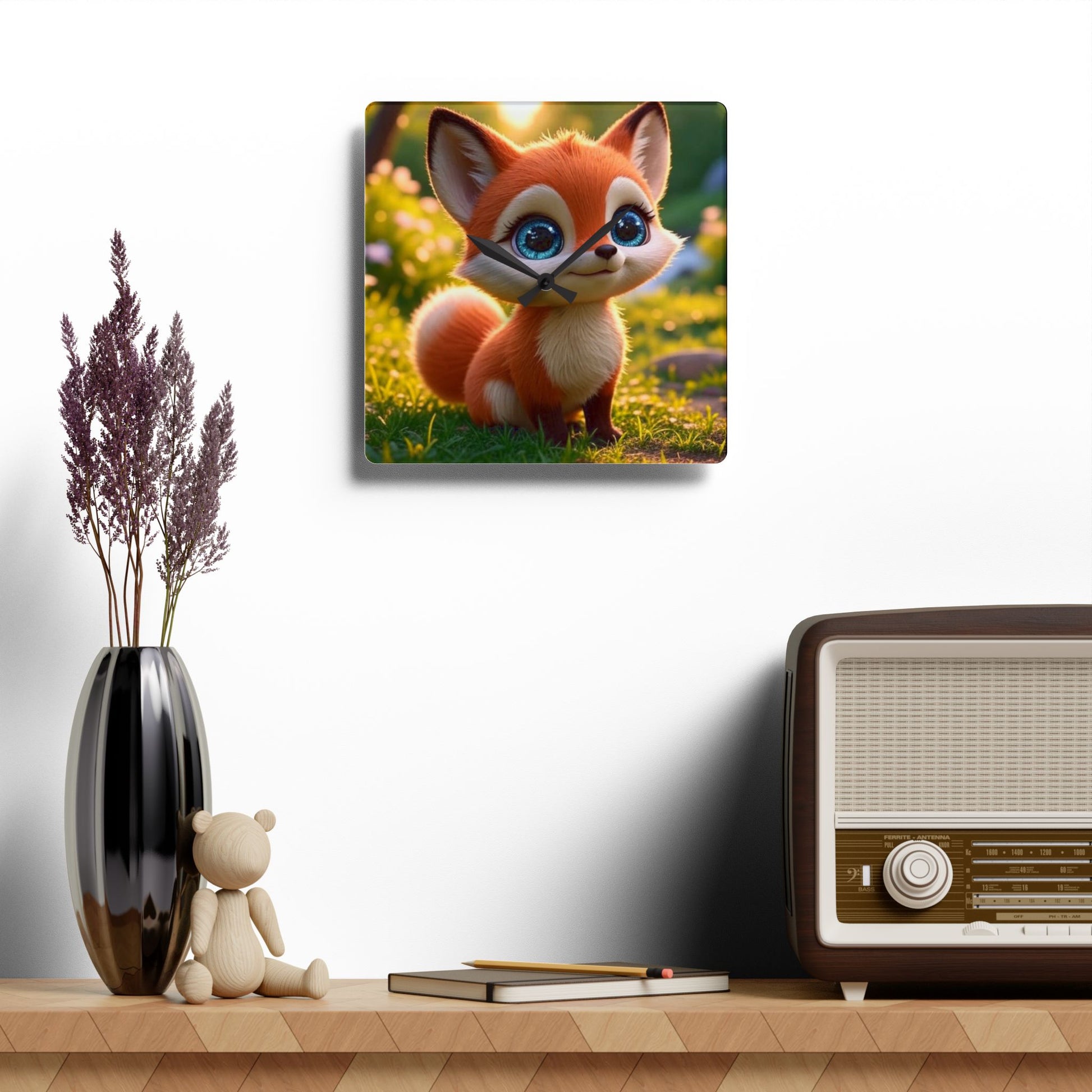 Bunte Acryl-Wanduhr für Kinderzimmer u. Wohnbereich | Rund oder quadratisch | Fröhliches Design | Geschenkidee für Kinder u. Familien
