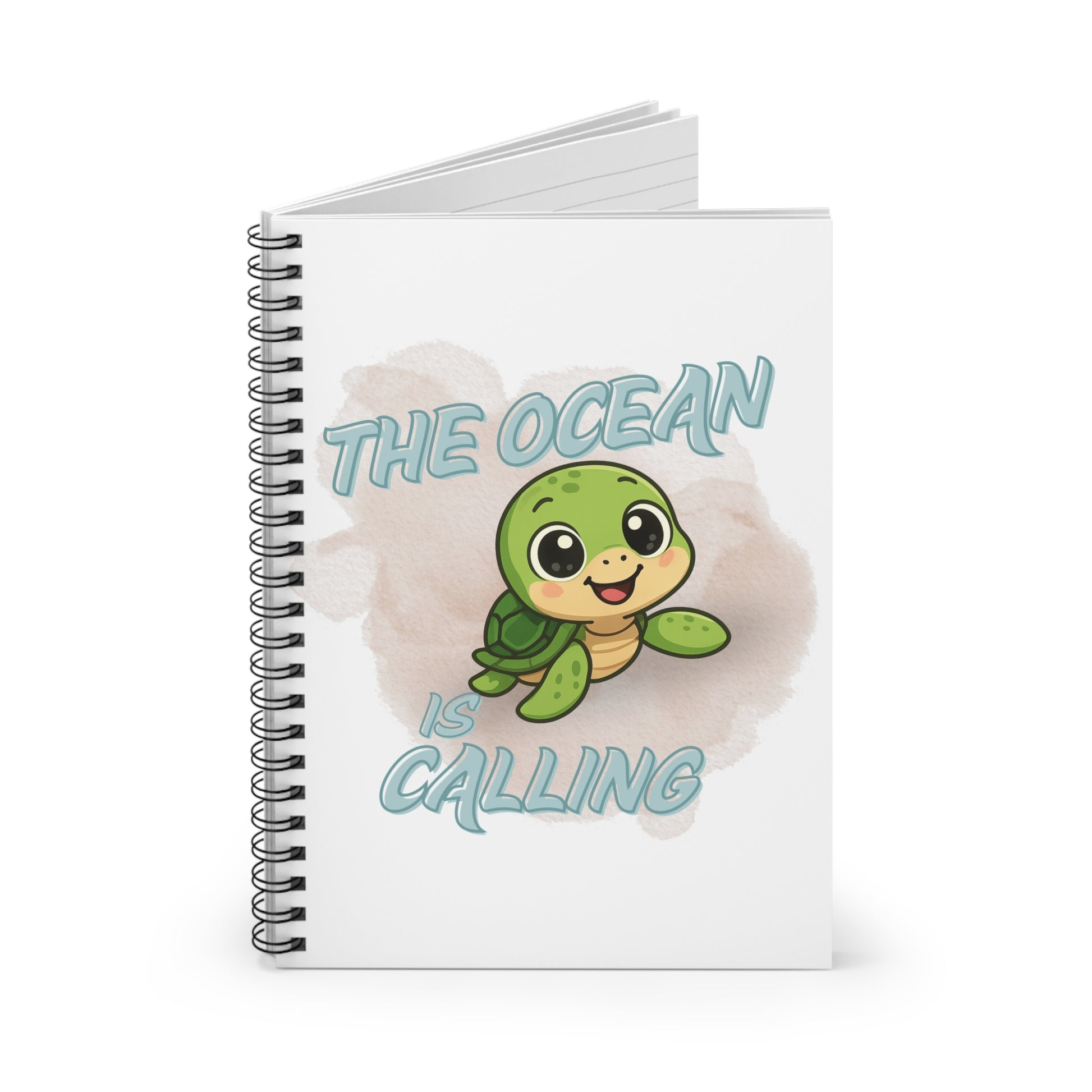 Spiral-Notizbuch The Ocean is Calling| Maritimes Notizheft mit Schildkröte | Geschenk für Meerliebhaber | Tagebuch u. Schulheft 6x8"